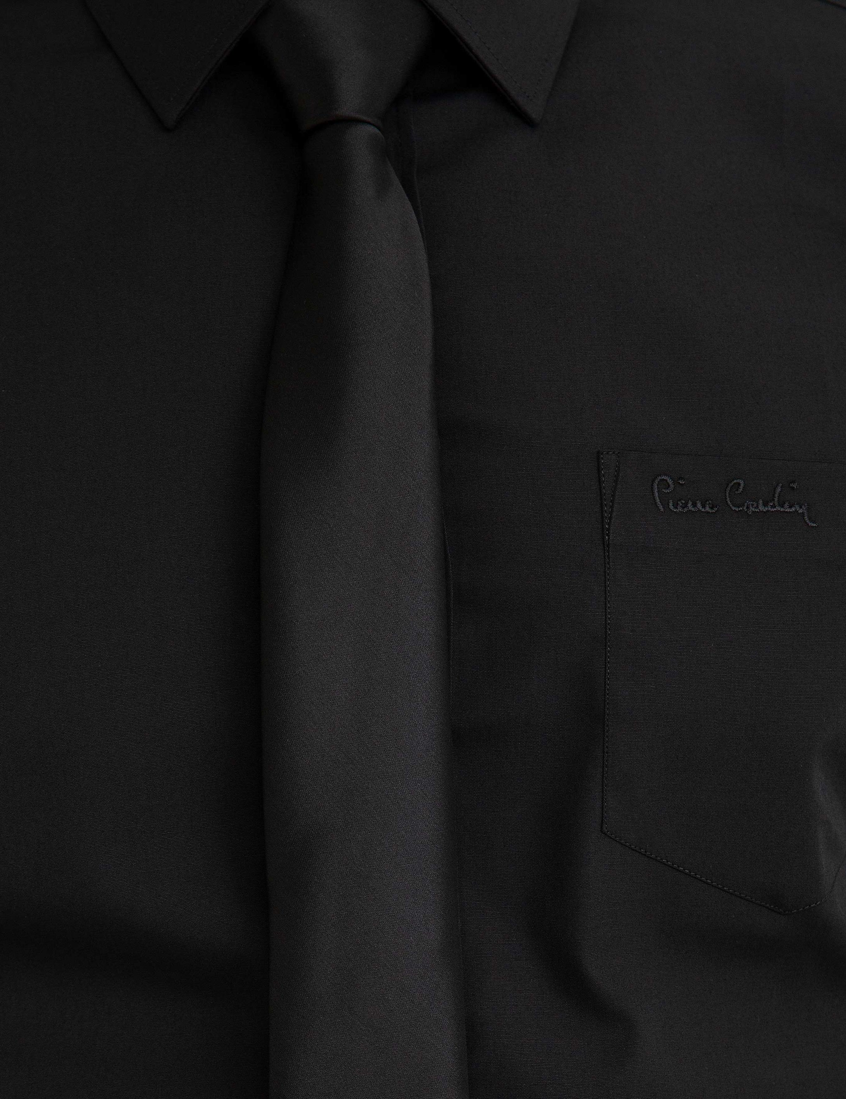 Siyah Regular Fit Uzun Kollu Basic Gömlek