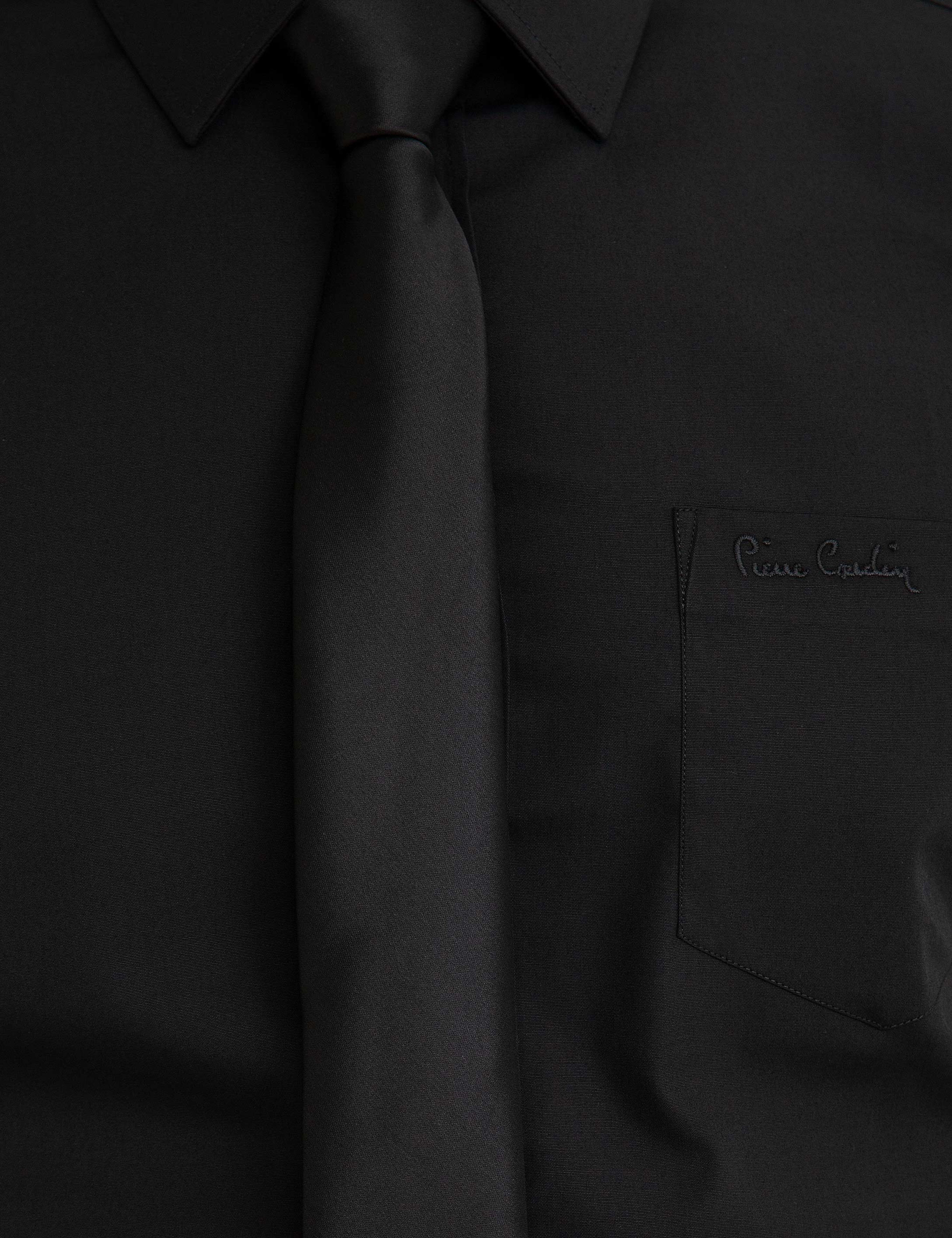 Siyah Regular Fit Uzun Kollu Basic Gömlek