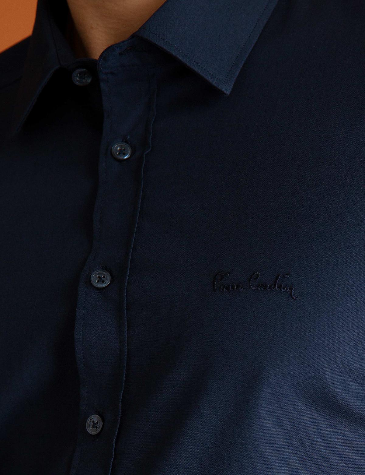 Lacivert Slim Fit Uzun Kollu Basic Gömlek - 50197135035