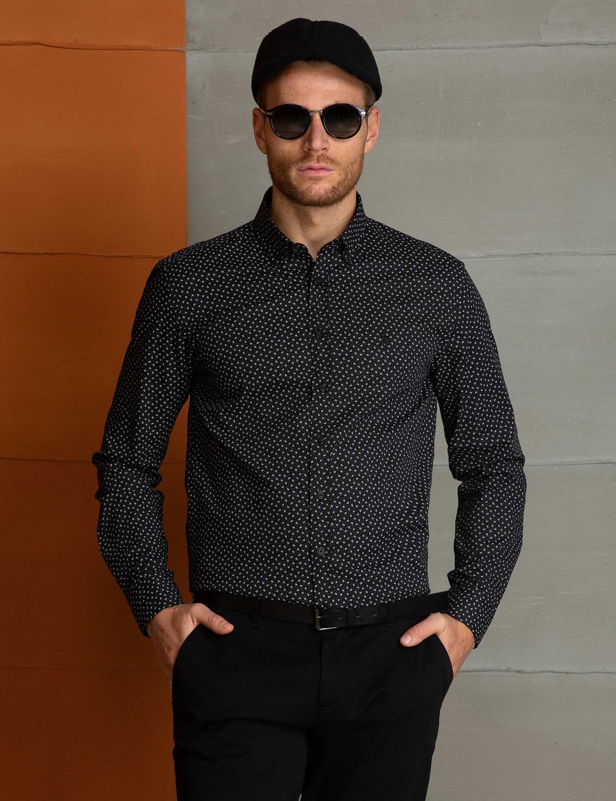 Siyah Slim Fit Gömlek - 50202424019