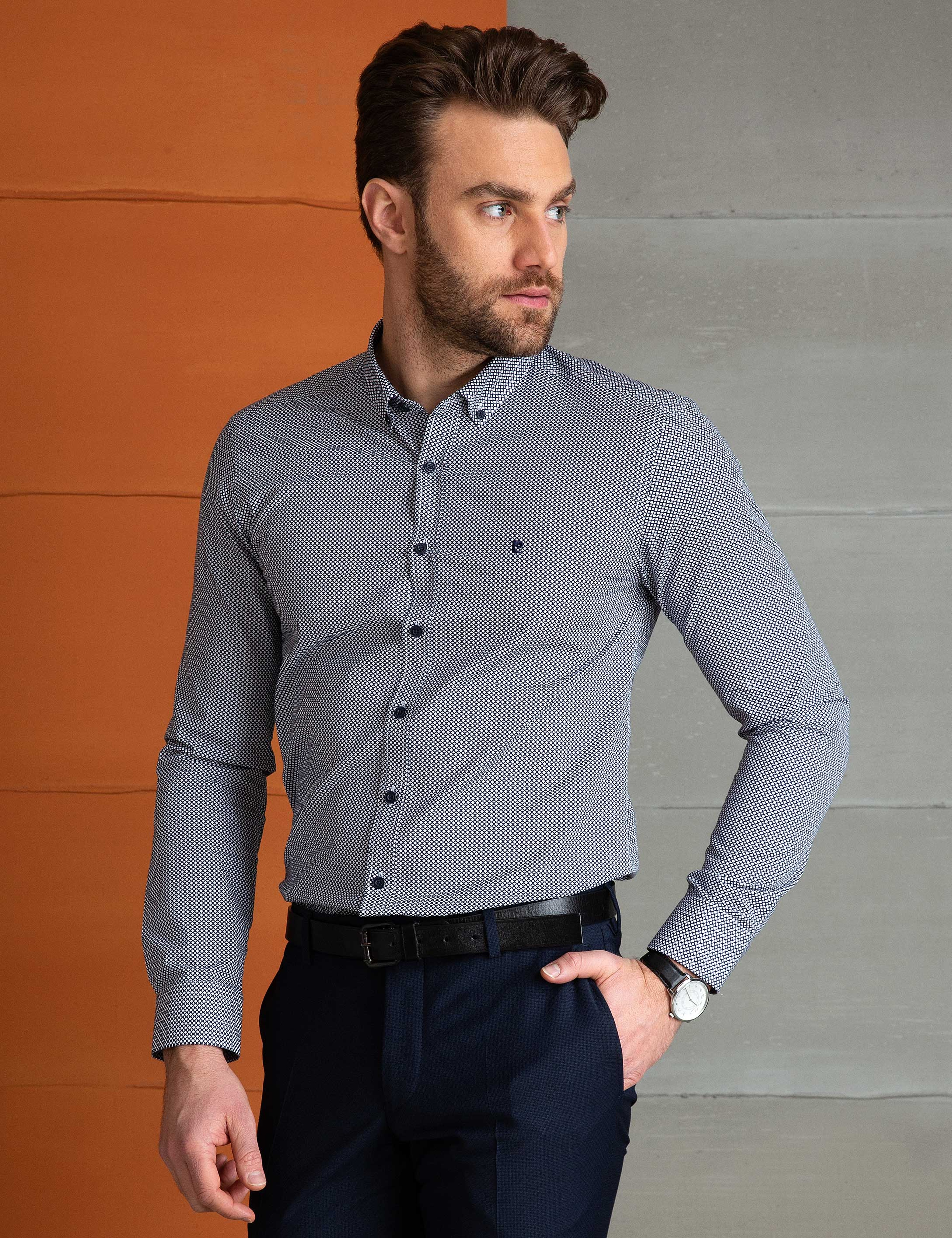 Lacivert Slim Fit Gömlek