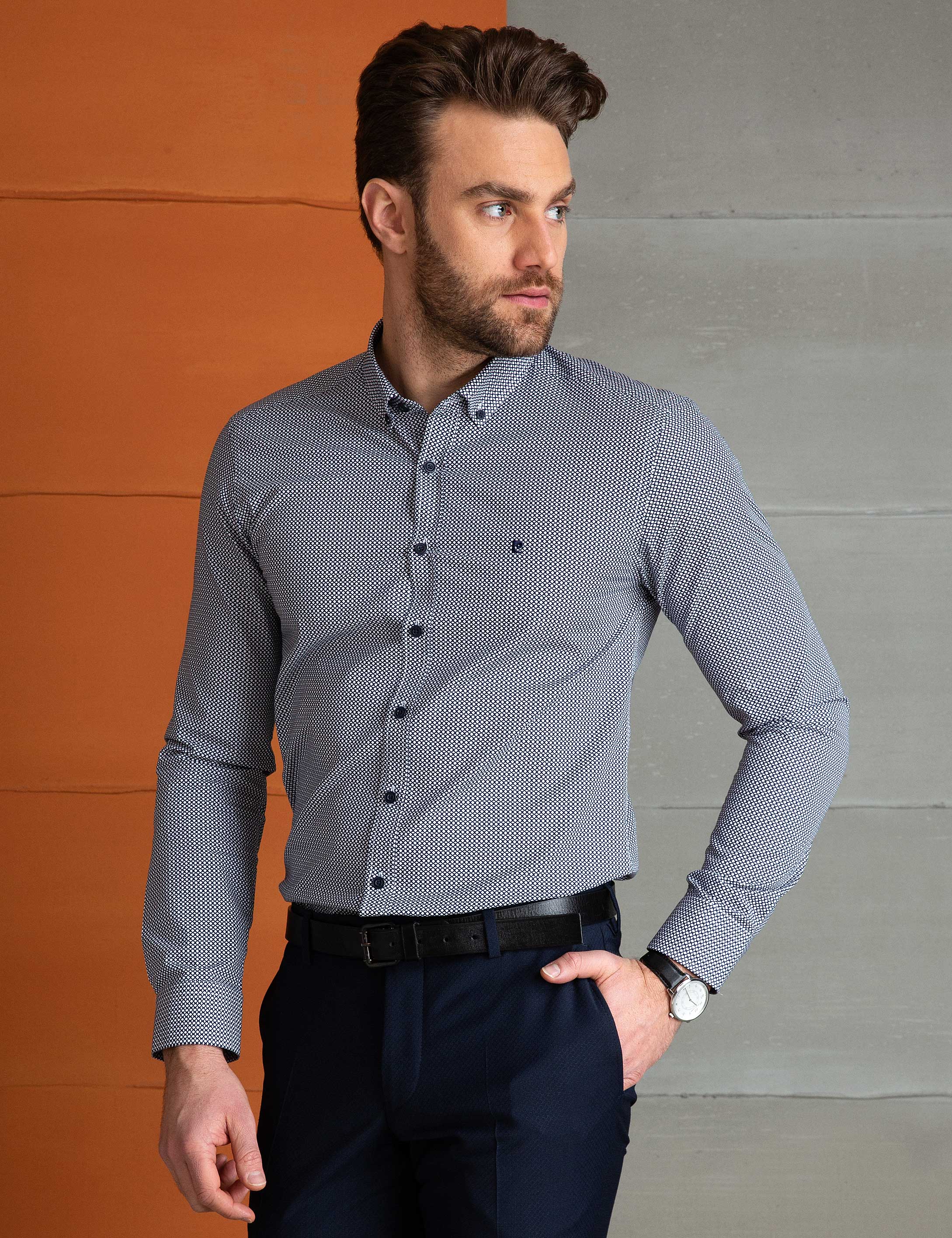Lacivert Slim Fit Gömlek