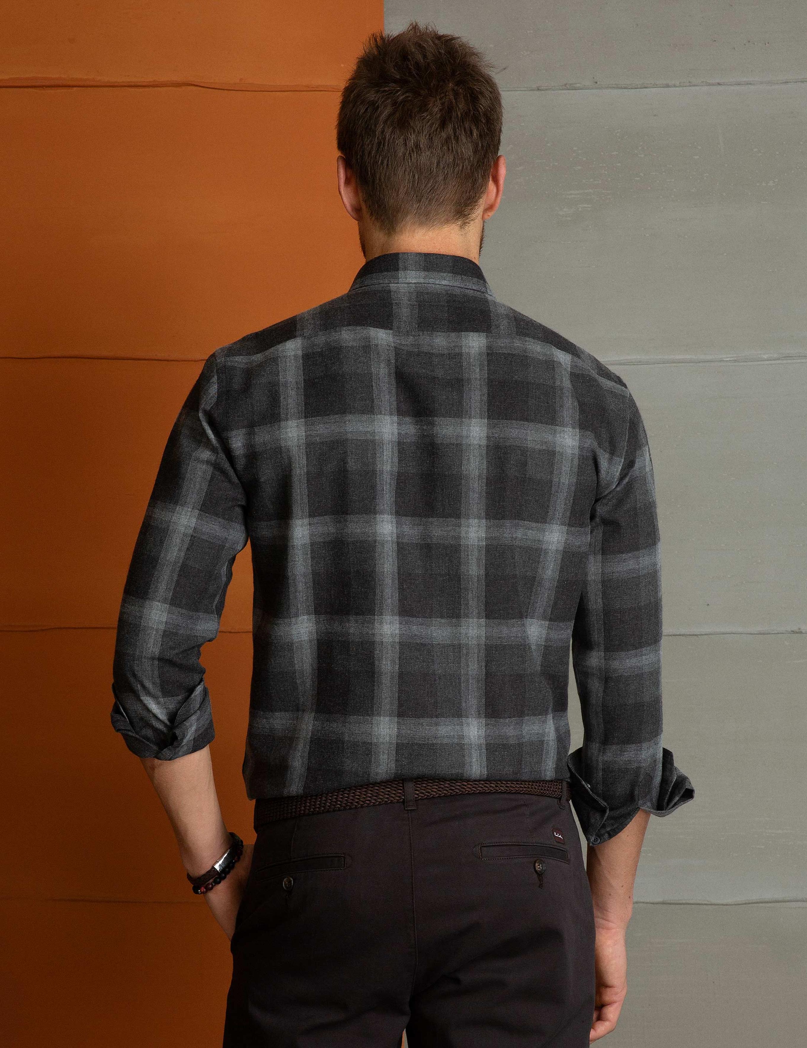 Antrasit Gri Slim Fit Gömlek