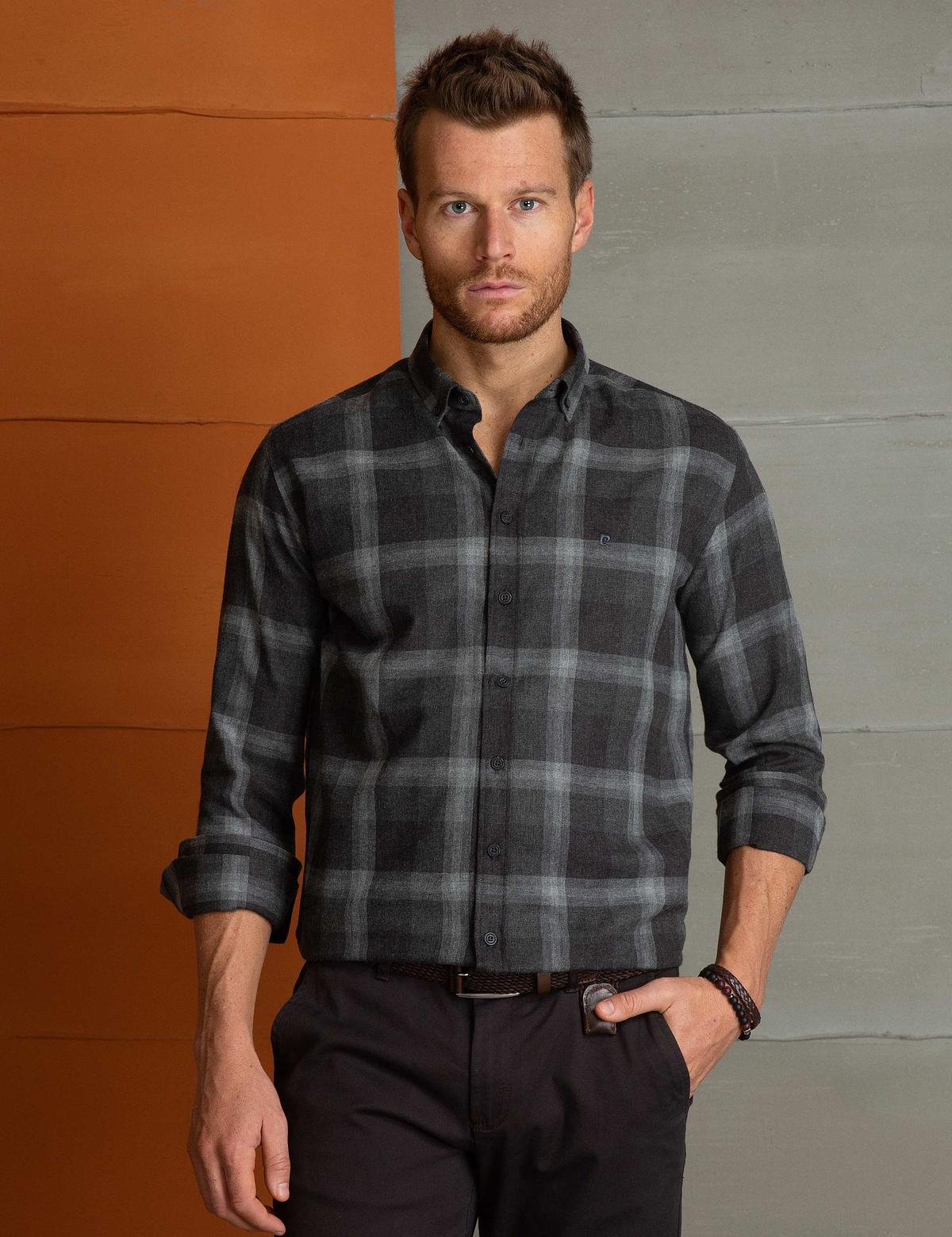 Antrasit Gri Slim Fit Gömlek - 50202438007