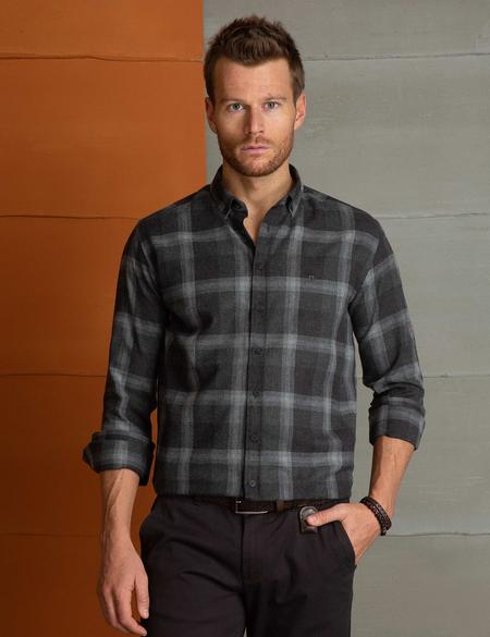 Antrasit Gri Slim Fit Gömlek - 50202438007