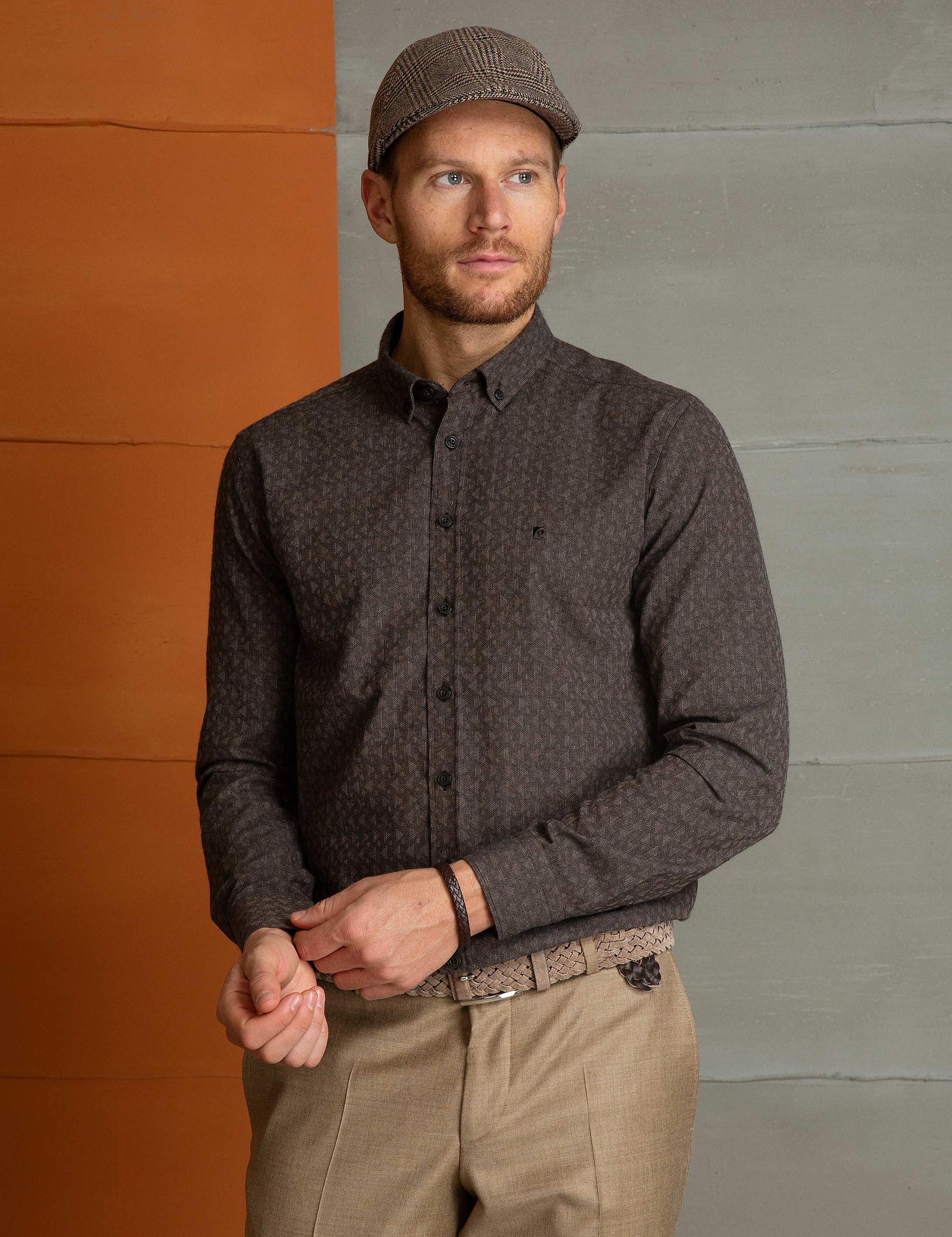 Kahverengi Slim Fit Gömlek