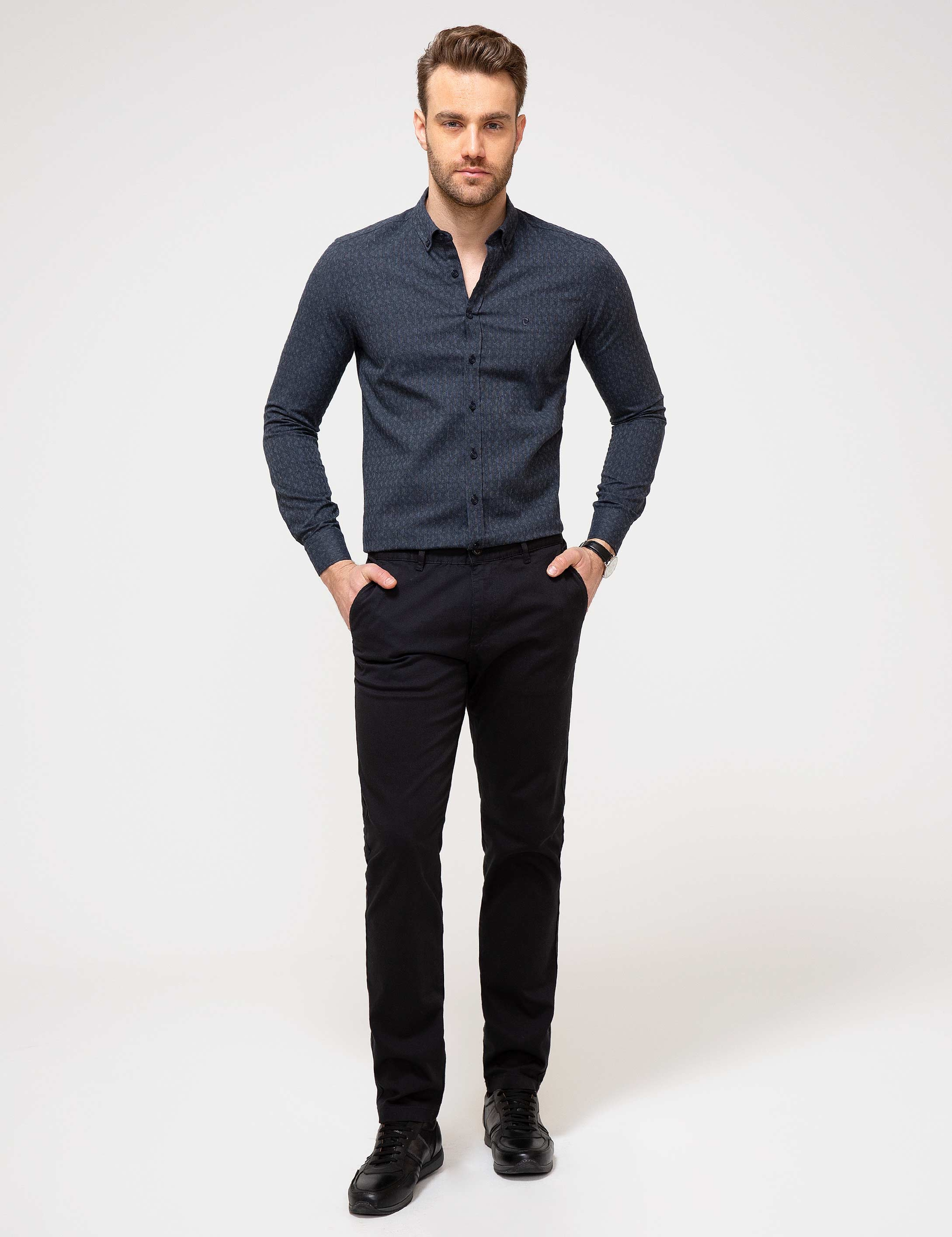 Lacivert Slim Fit Gömlek - Image 3