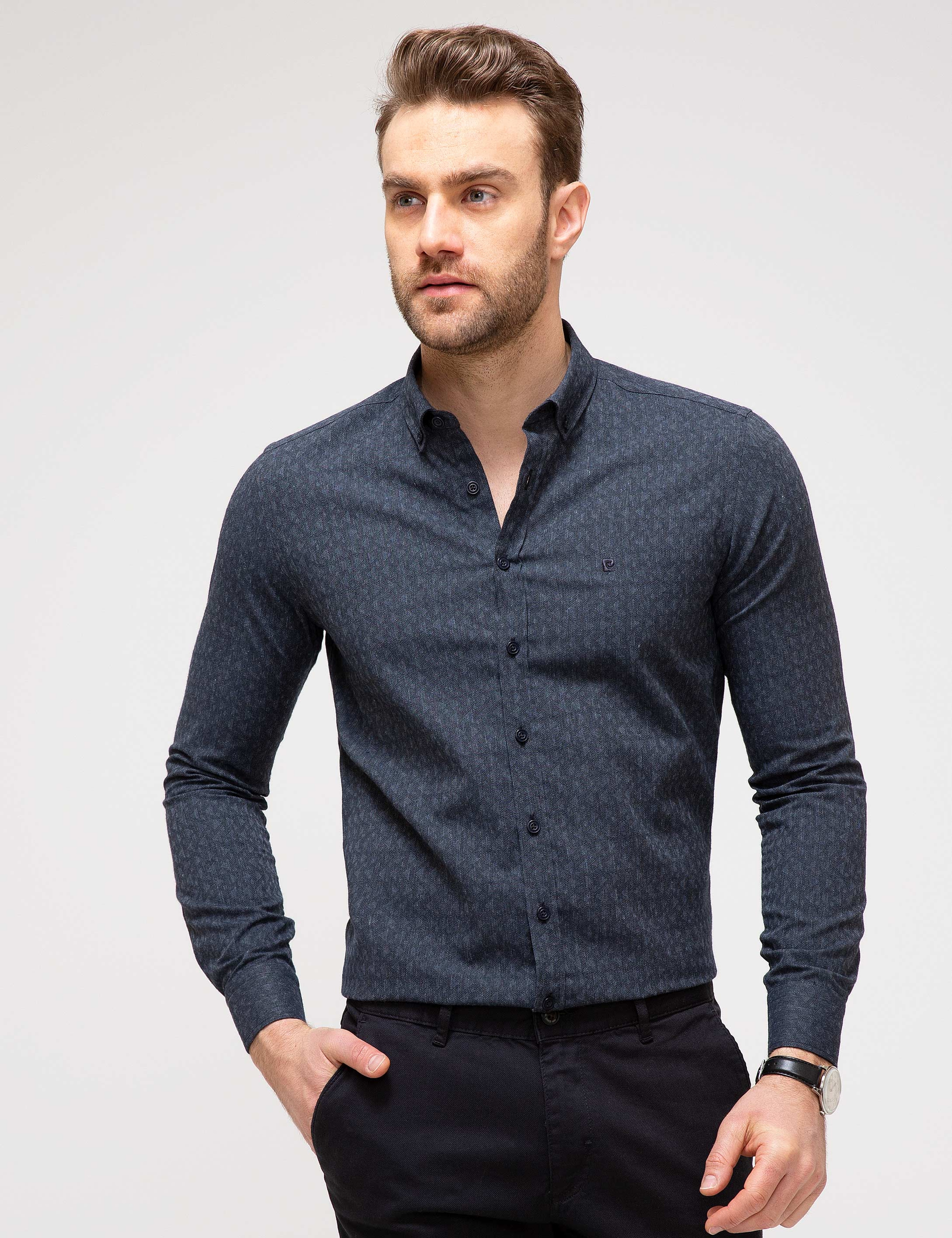 Lacivert Slim Fit Gömlek - Image 1