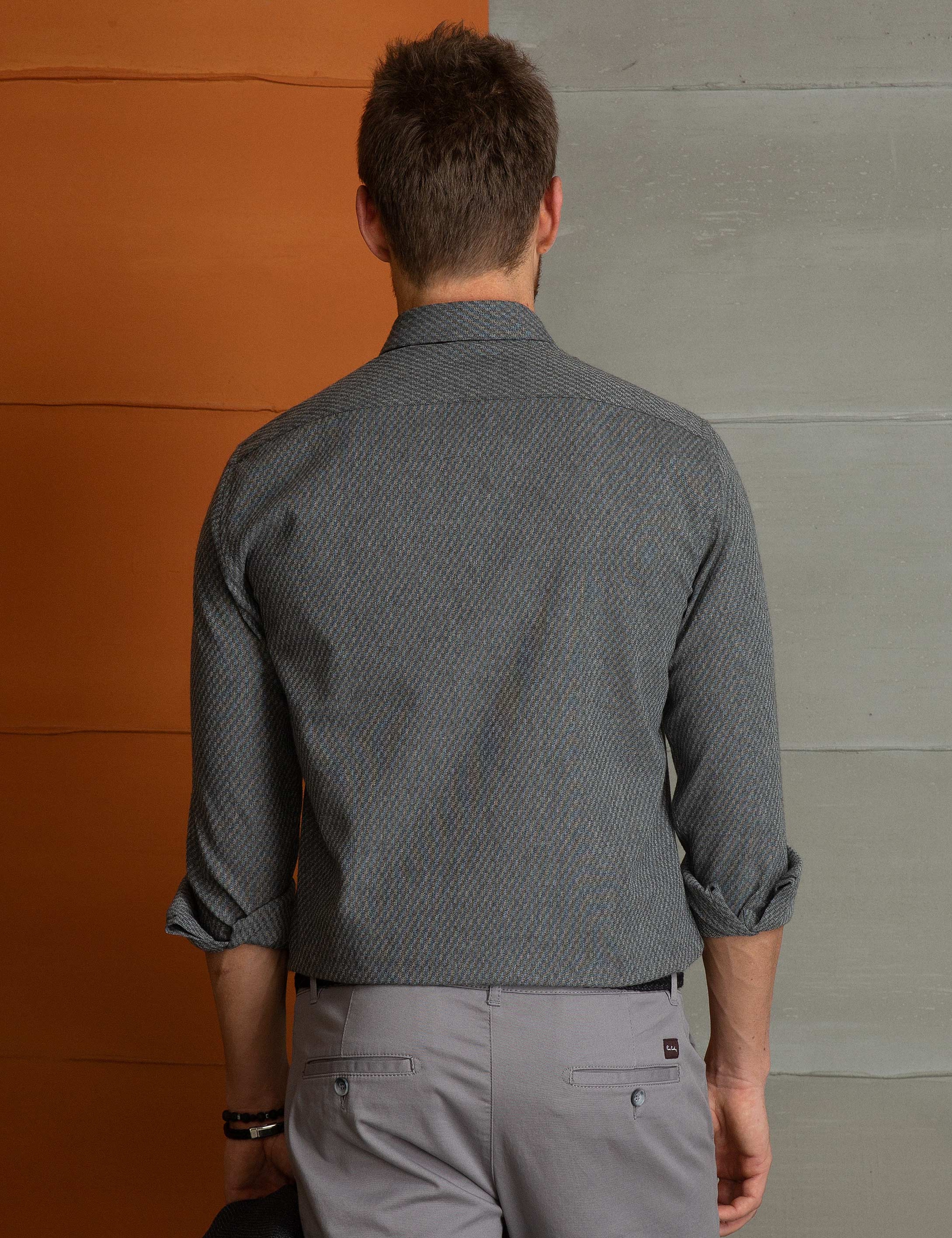 Gri Slim Fit Gömlek - Image 3