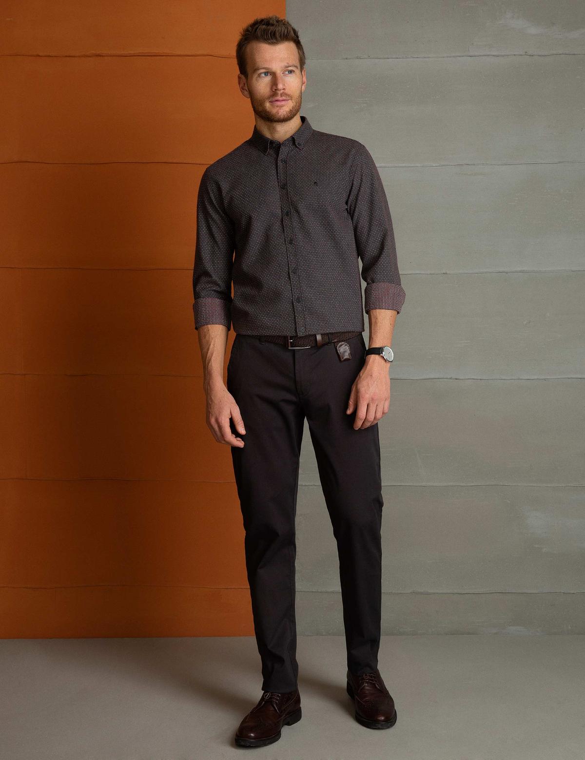 Kahverengi Slim Fit Gömlek