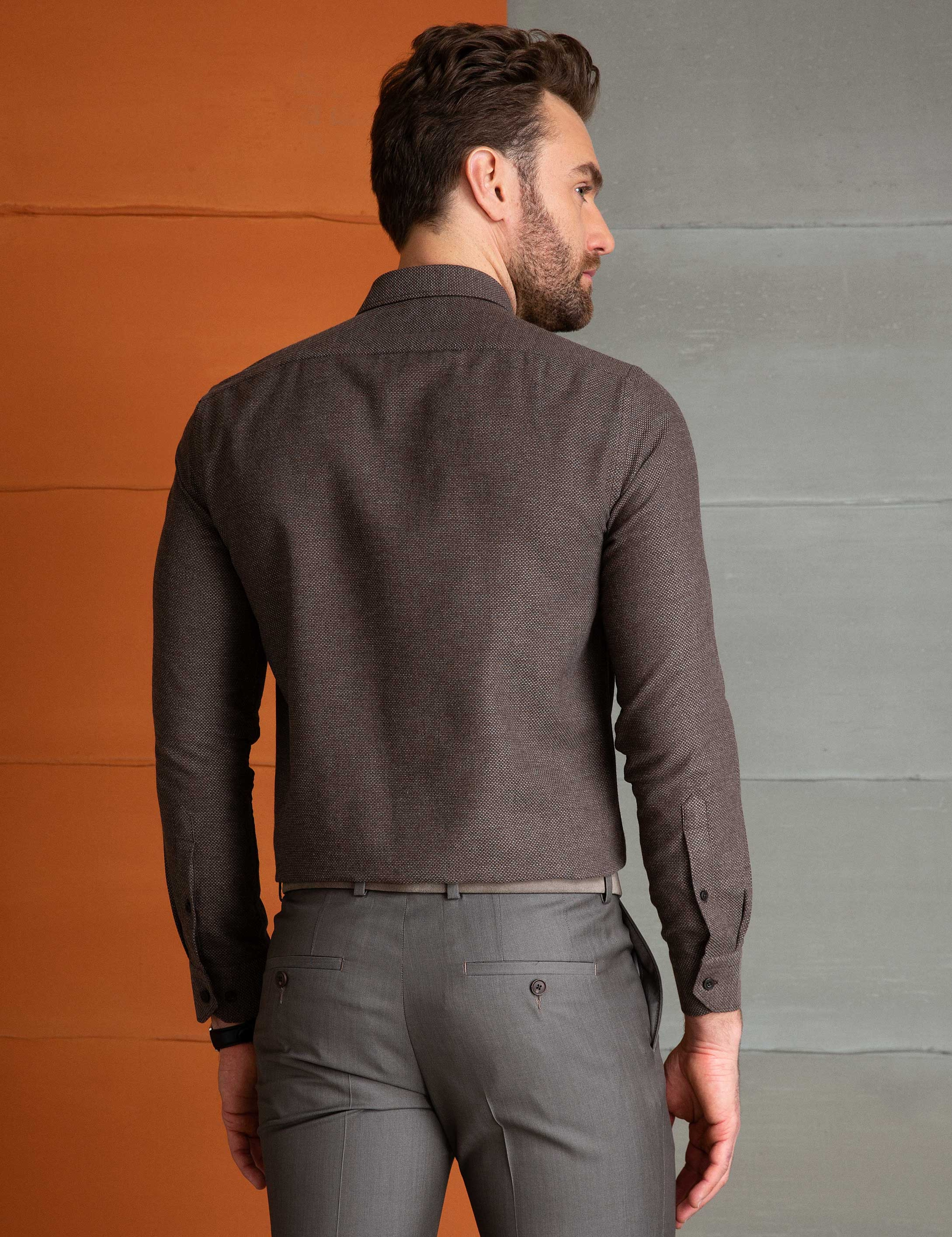 Haki Slim Fit Gömlek - Image 2