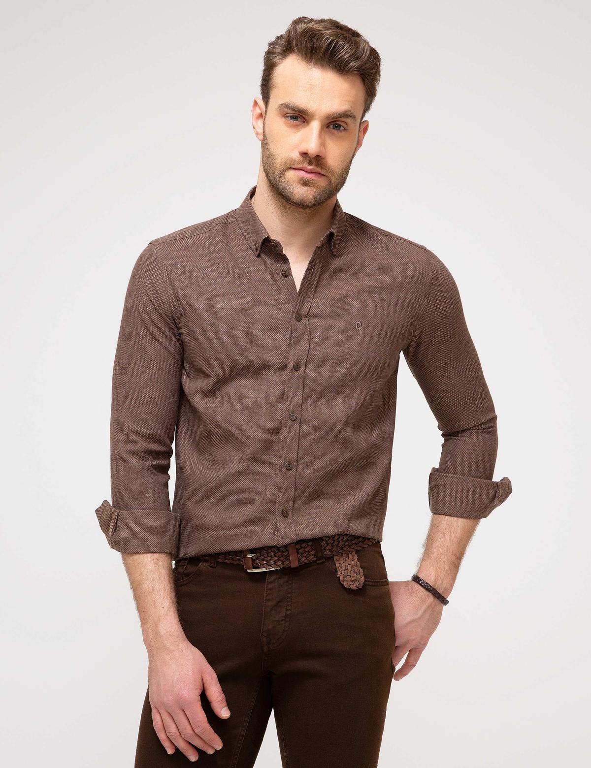 Kiremit Slim Fit Gömlek