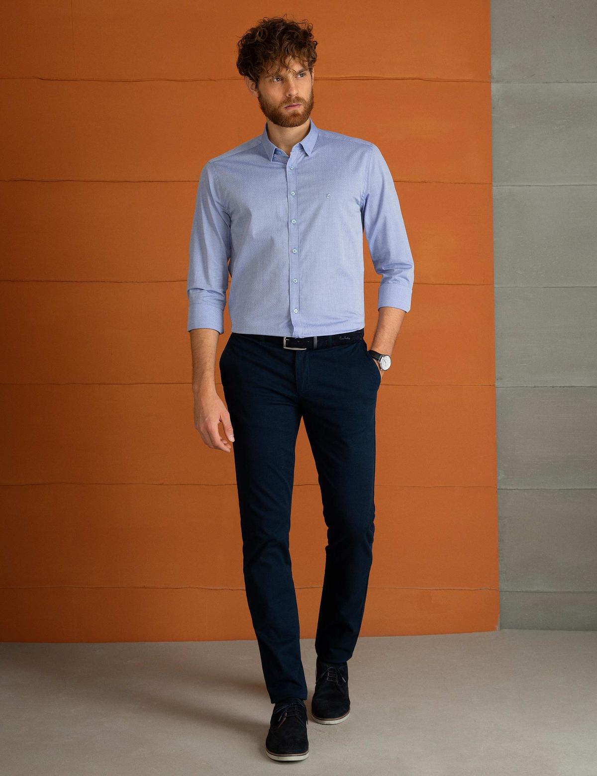 Mavi Slim Fit Uzun Kollu Gömlek