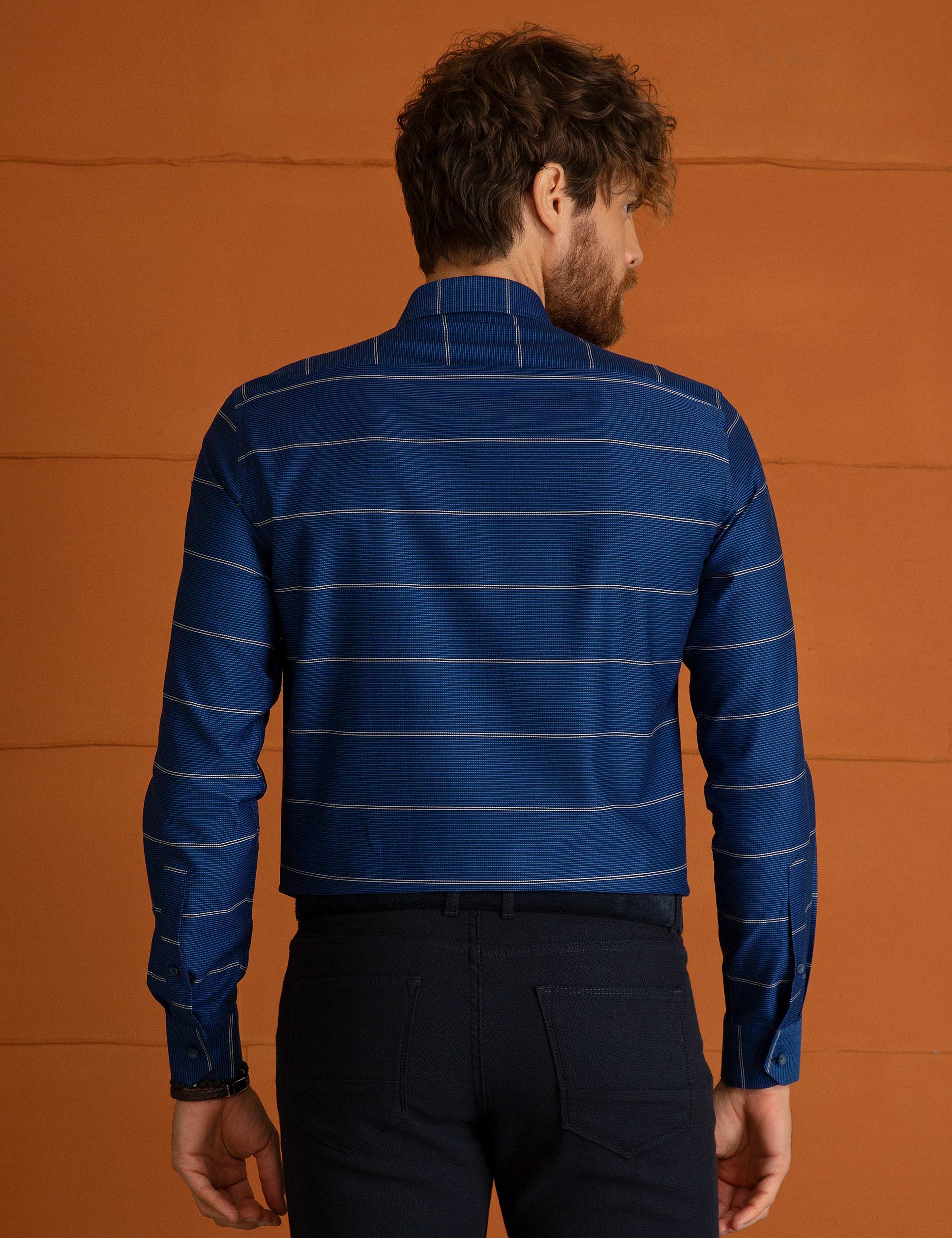 Lacivert Slim Fit Gömlek - Image 3