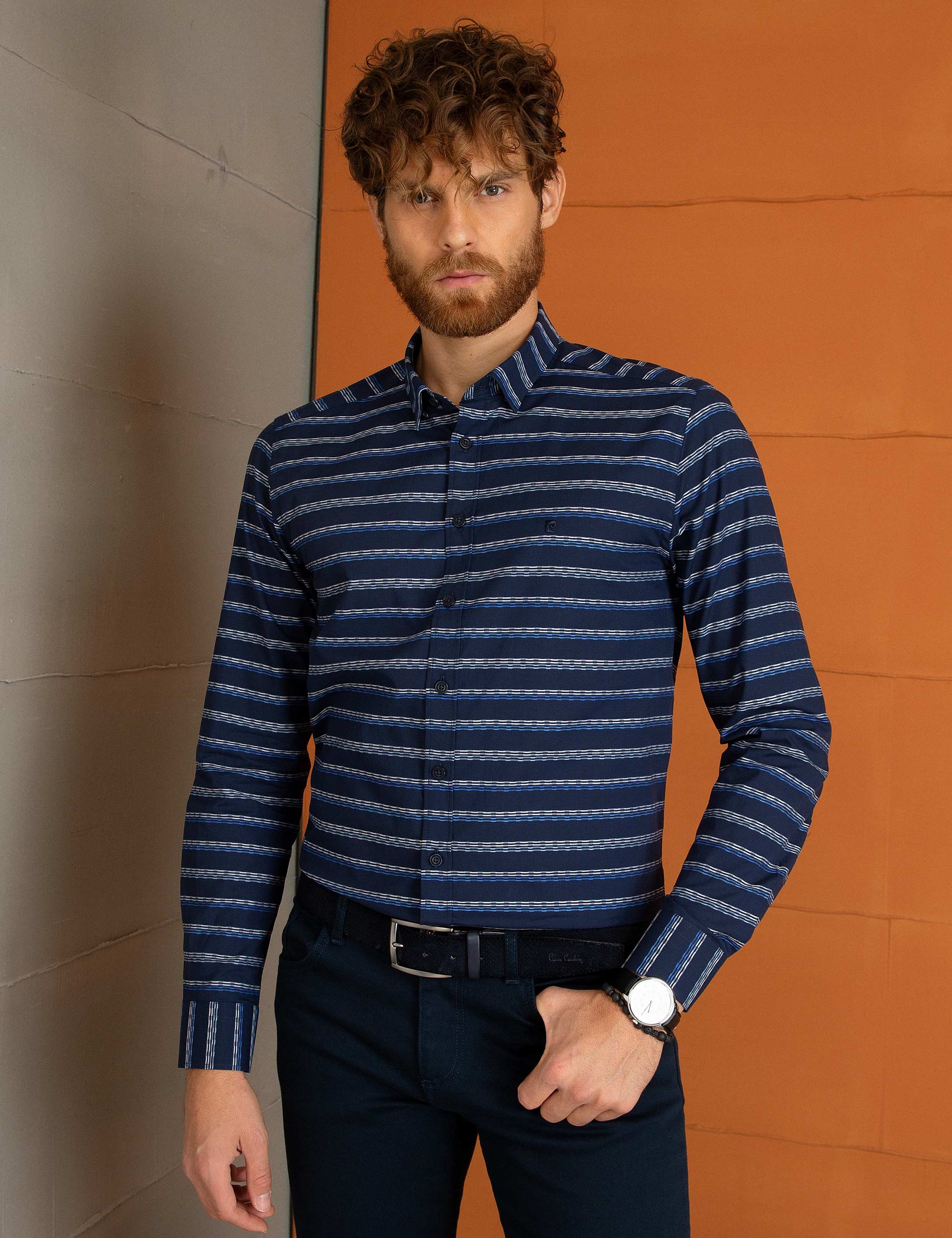 Mavi Slim Fit Gömlek - Image 2