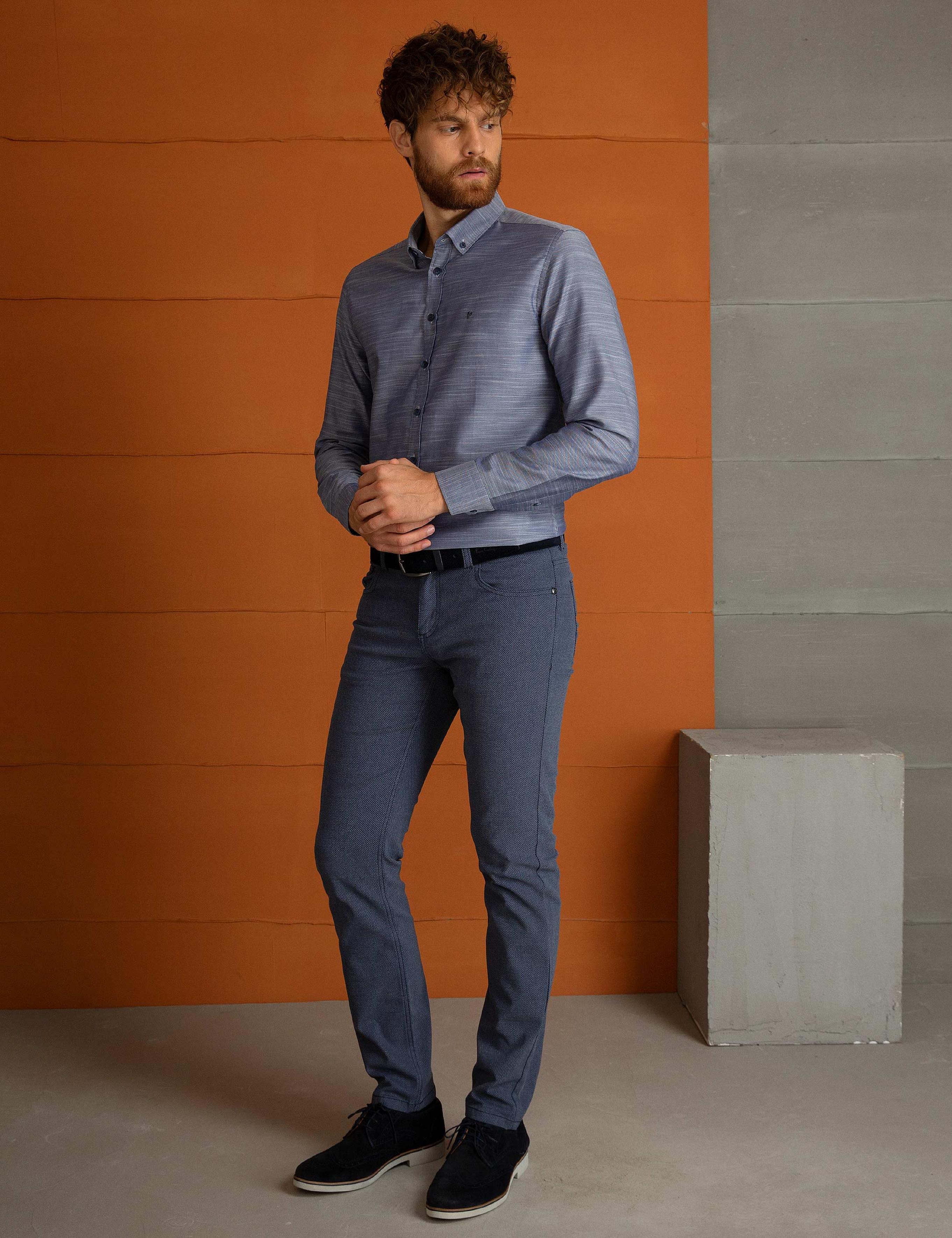 Slim Lacivert Gömlek