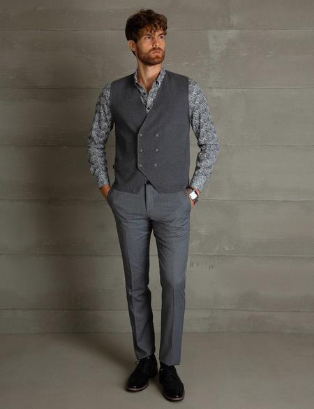 Gri Melanj Slim Fit Triko Yelek - 50197473031