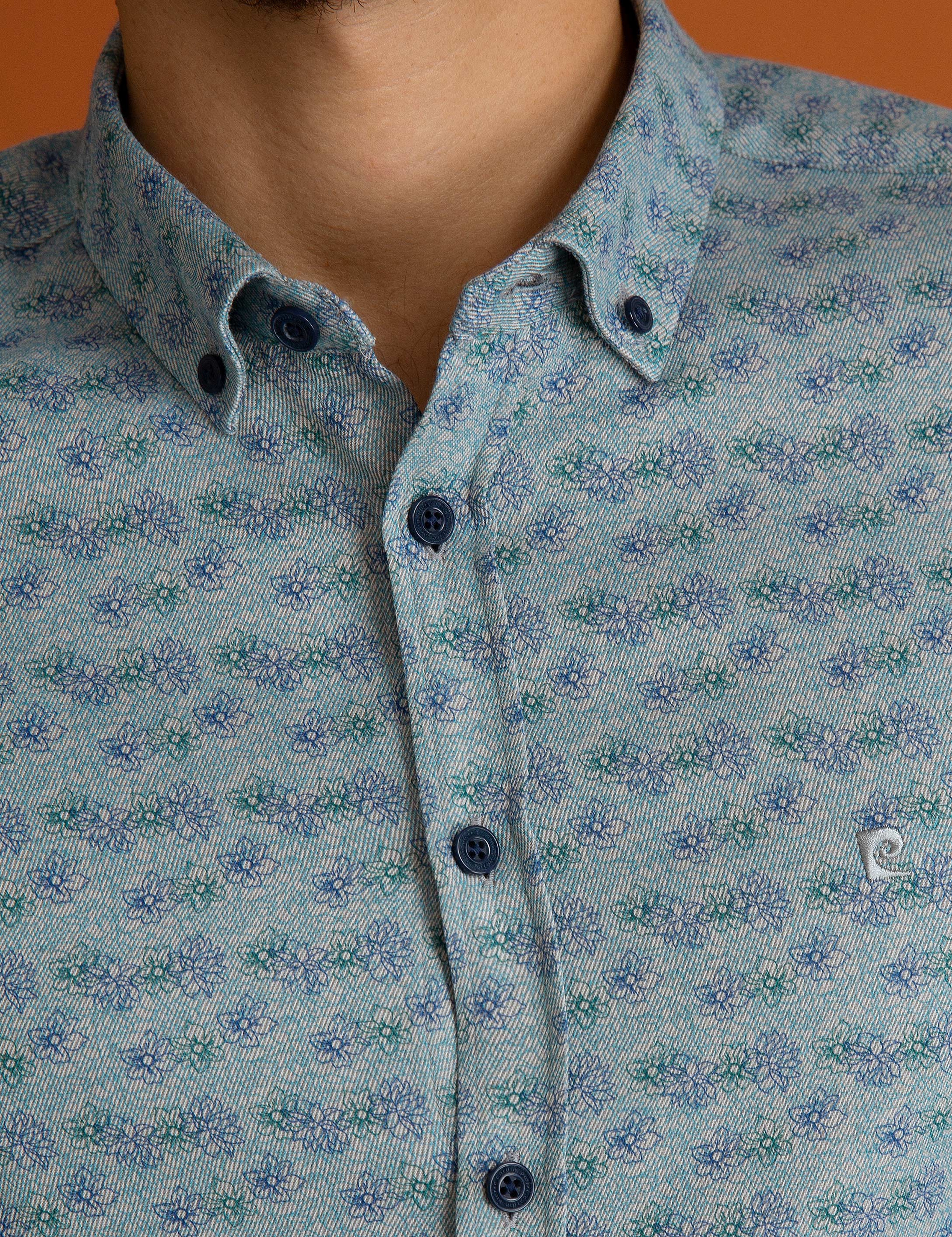 Petrol Slim Fit Uzun Kollu Gömlek - Image 4