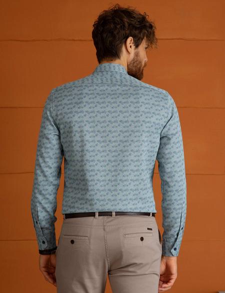 Petrol Mavi Slim Fit Gömlek - 50194969011