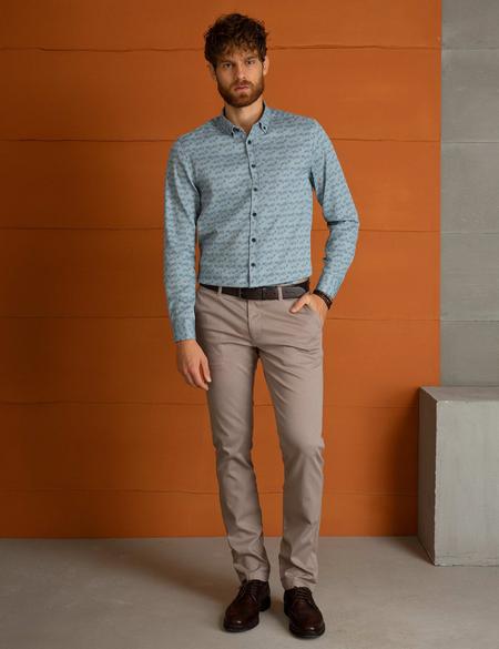 Petrol Mavi Slim Fit Gömlek - 50194969011