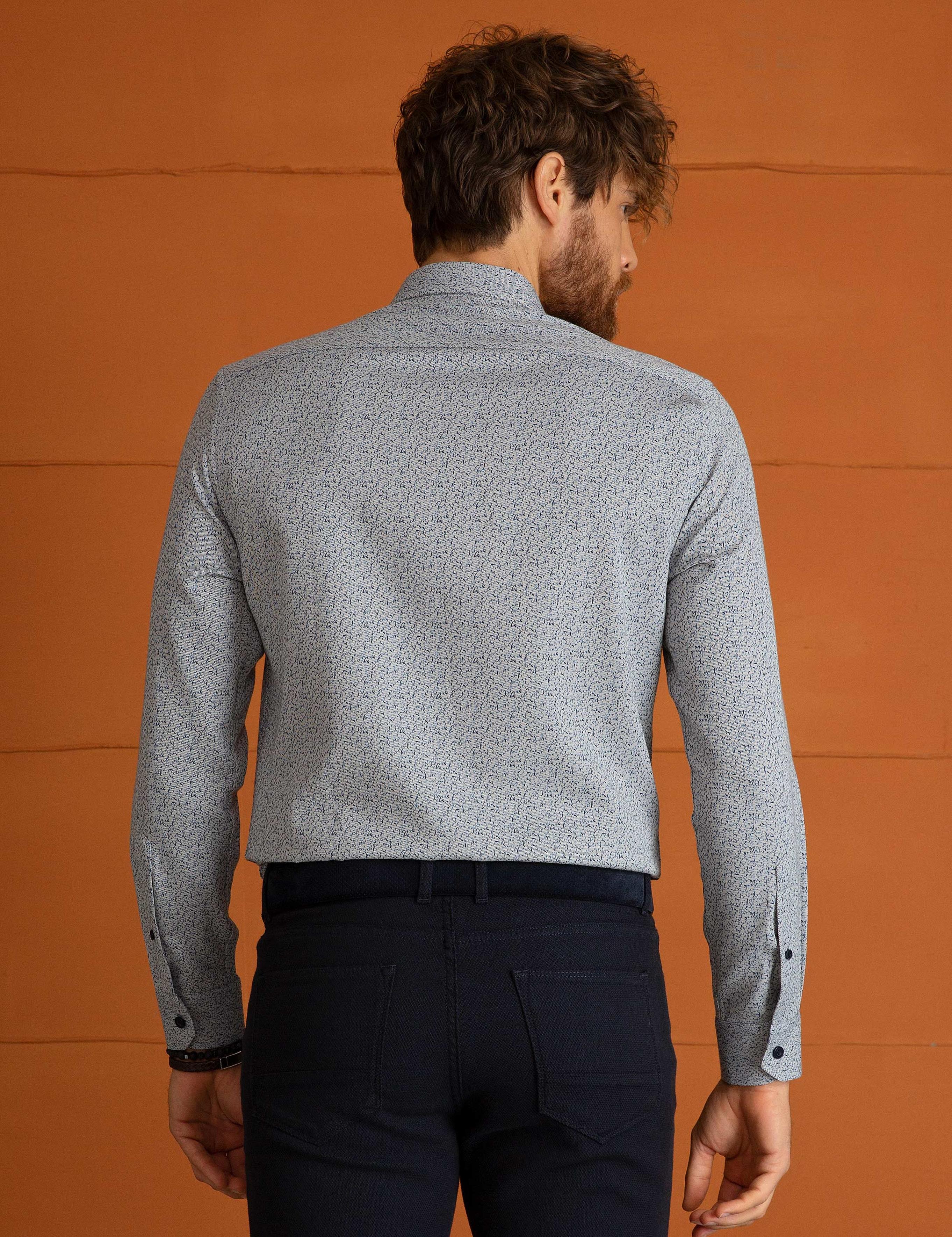 Petrol Slim Fit Uzun Kollu Gömlek