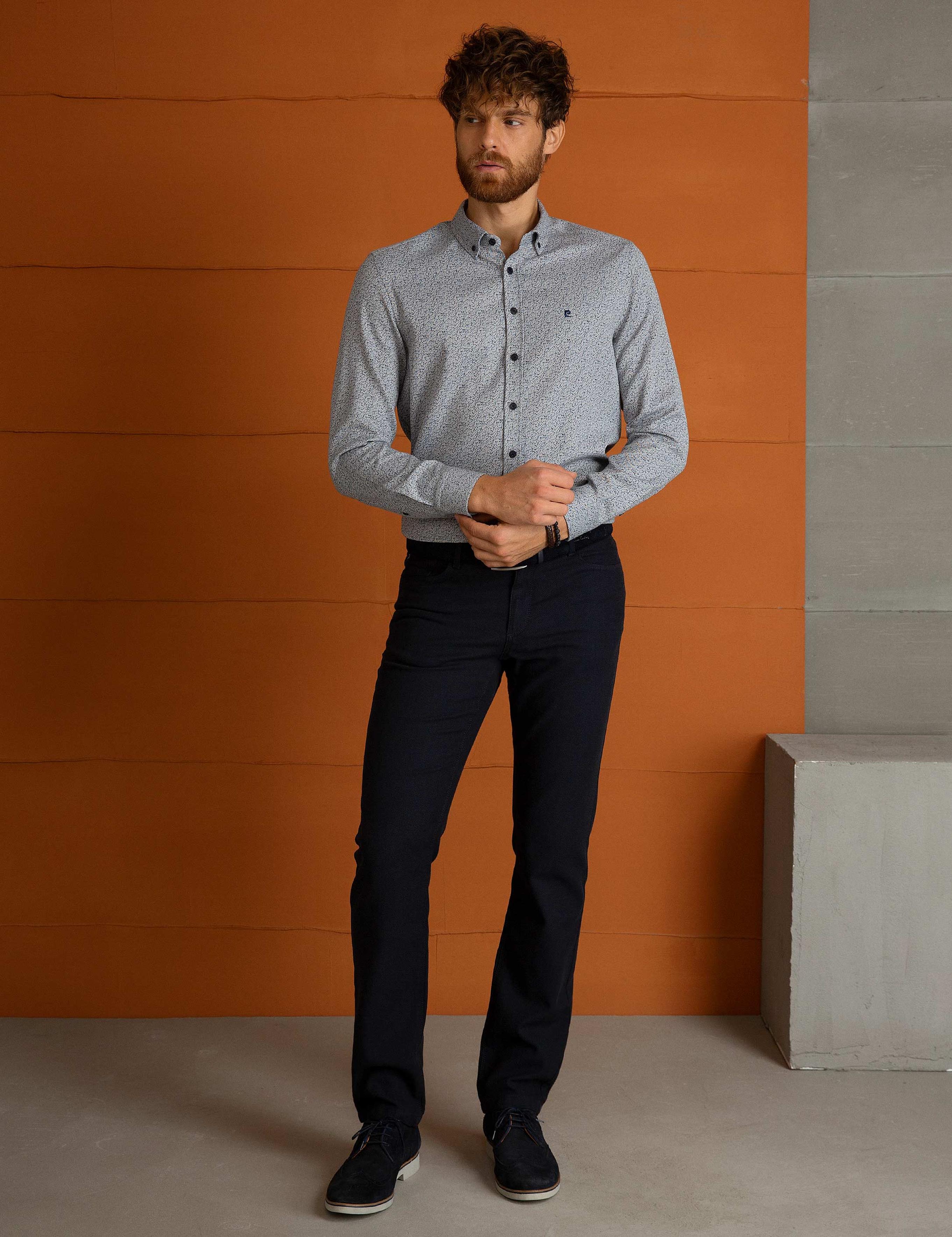 Petrol Slim Fit Uzun Kollu Gömlek