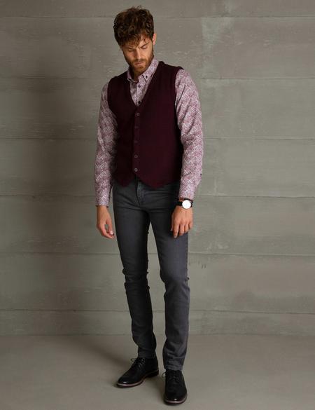 Bordo Slim Fit Triko Yelek - 50196041013