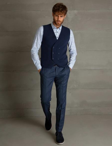 Lacivert Slim Fit Triko Yelek - 50197473004