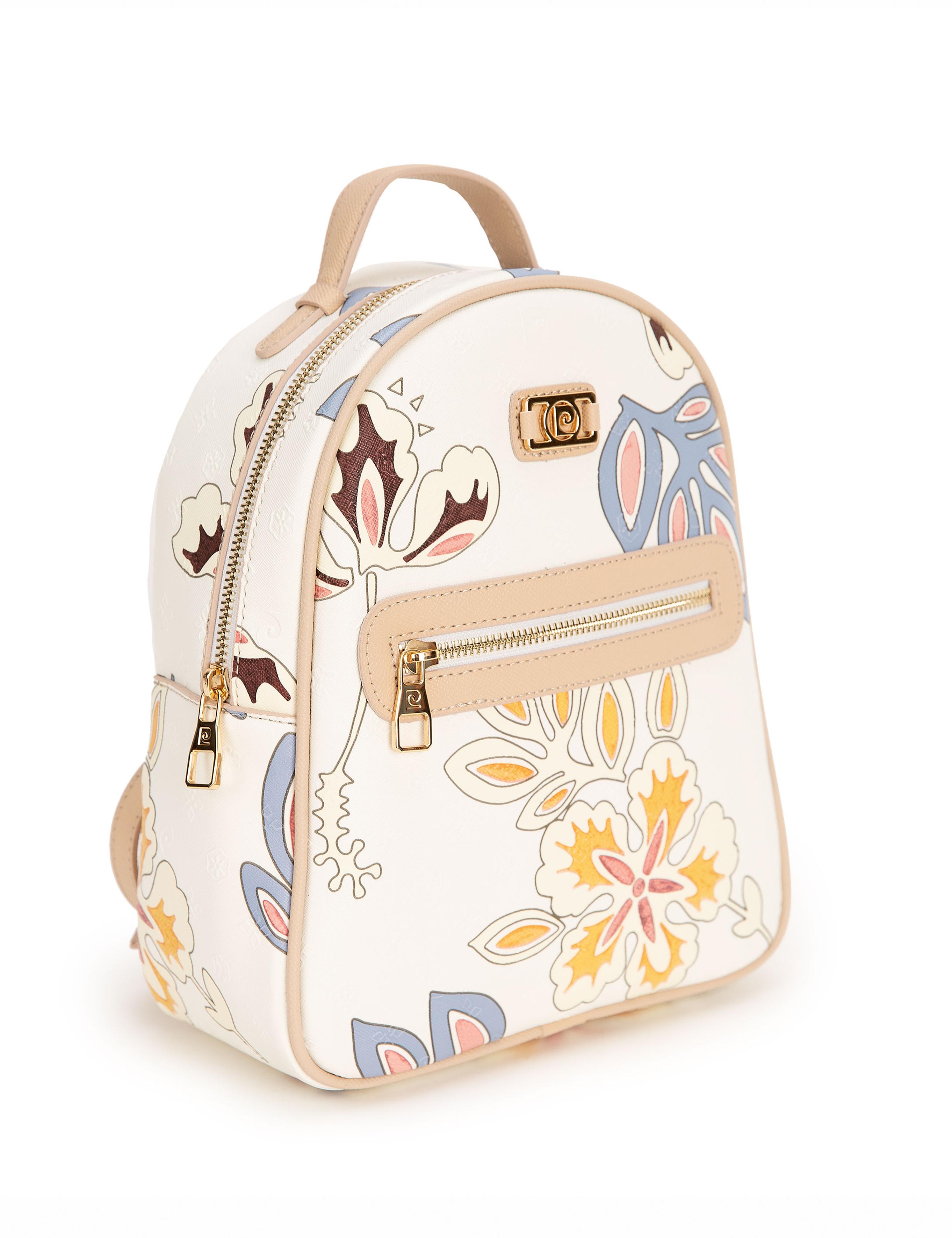 Çiçek Desenli Beyaz Sırt Çantası