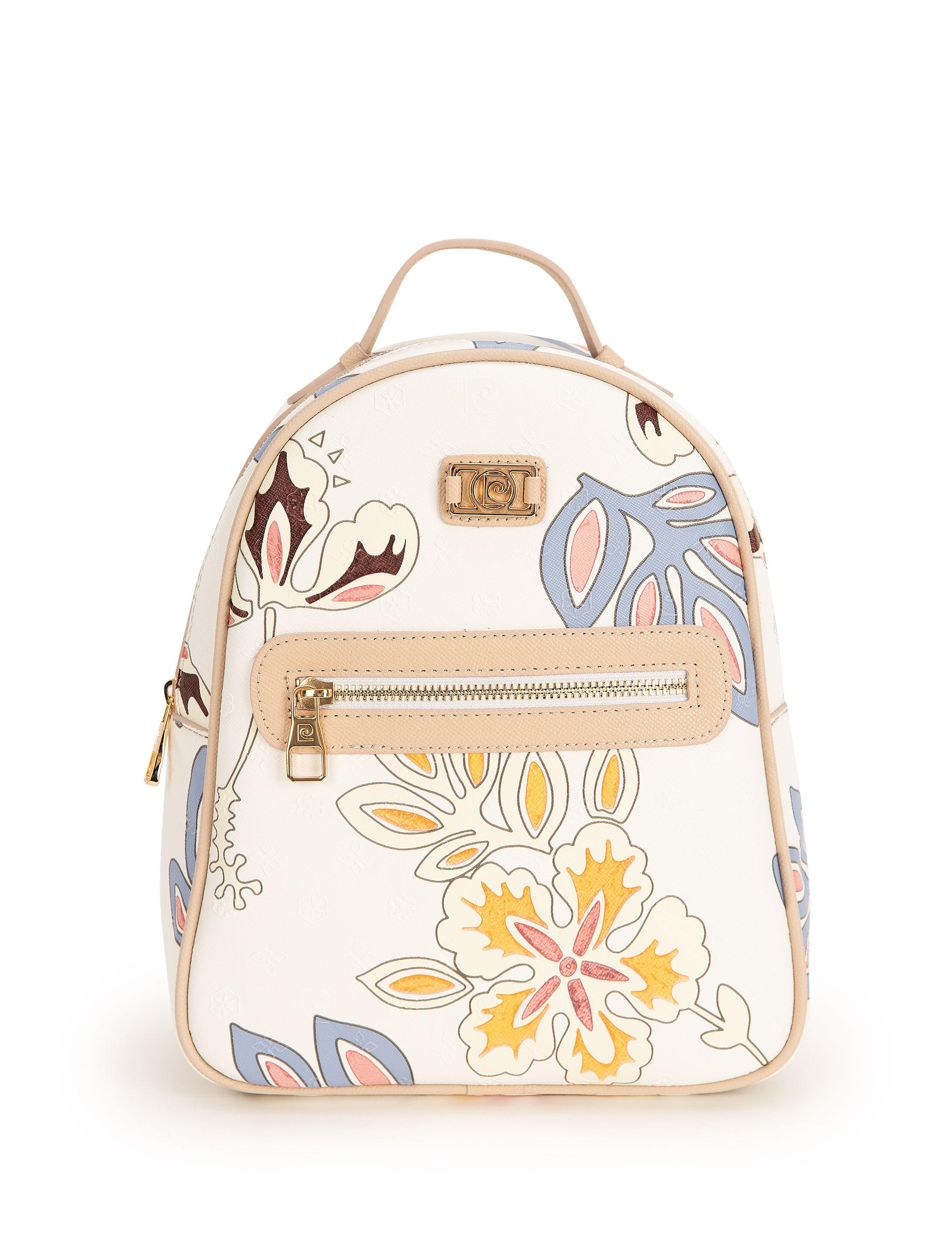 Çiçek Desenli Beyaz Sırt Çantası