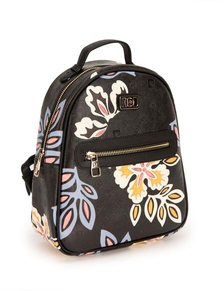 Çiçek Desenli Siyah Sırt Çantası - 50243826002