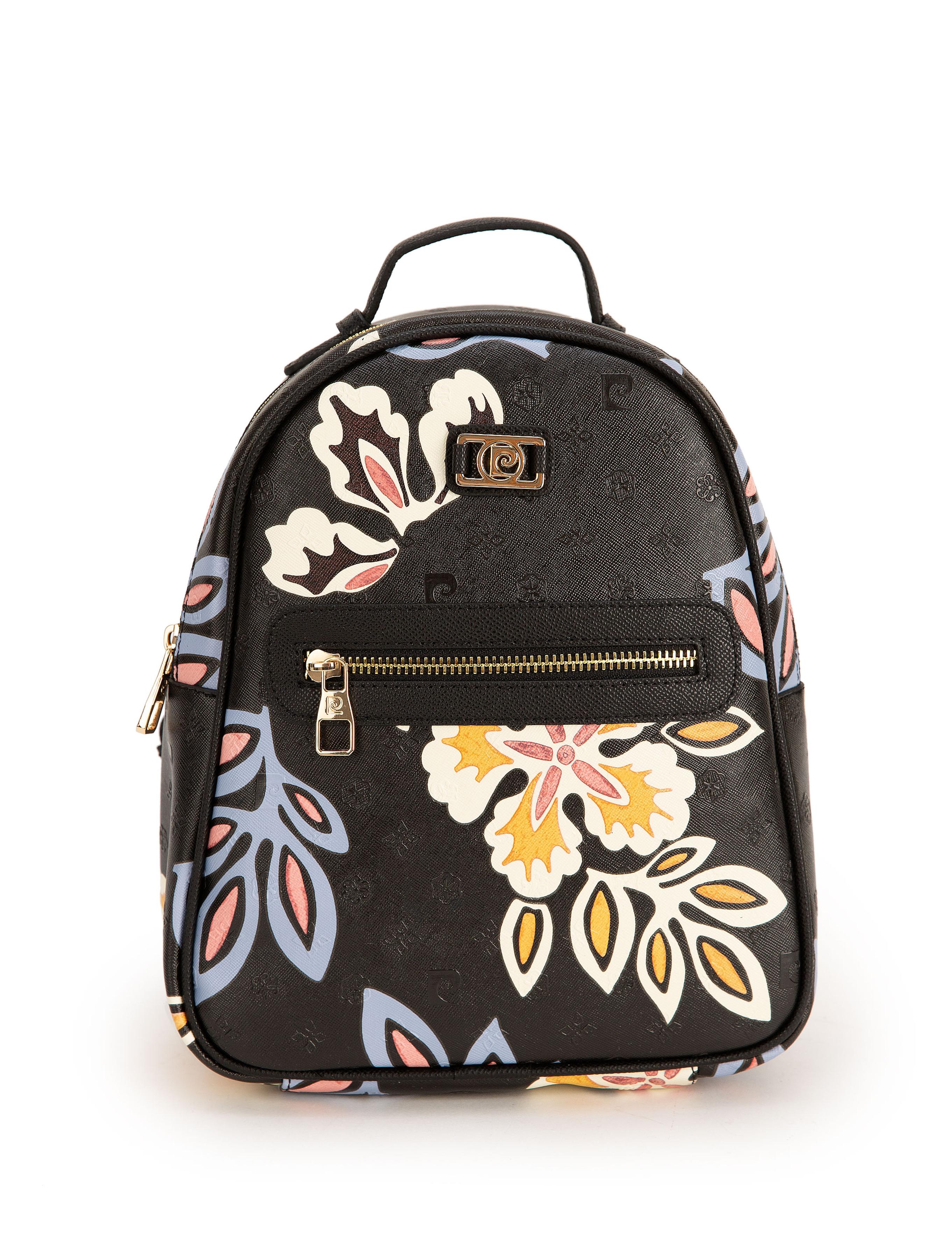 Çiçek Desenli Siyah Sırt Çantası