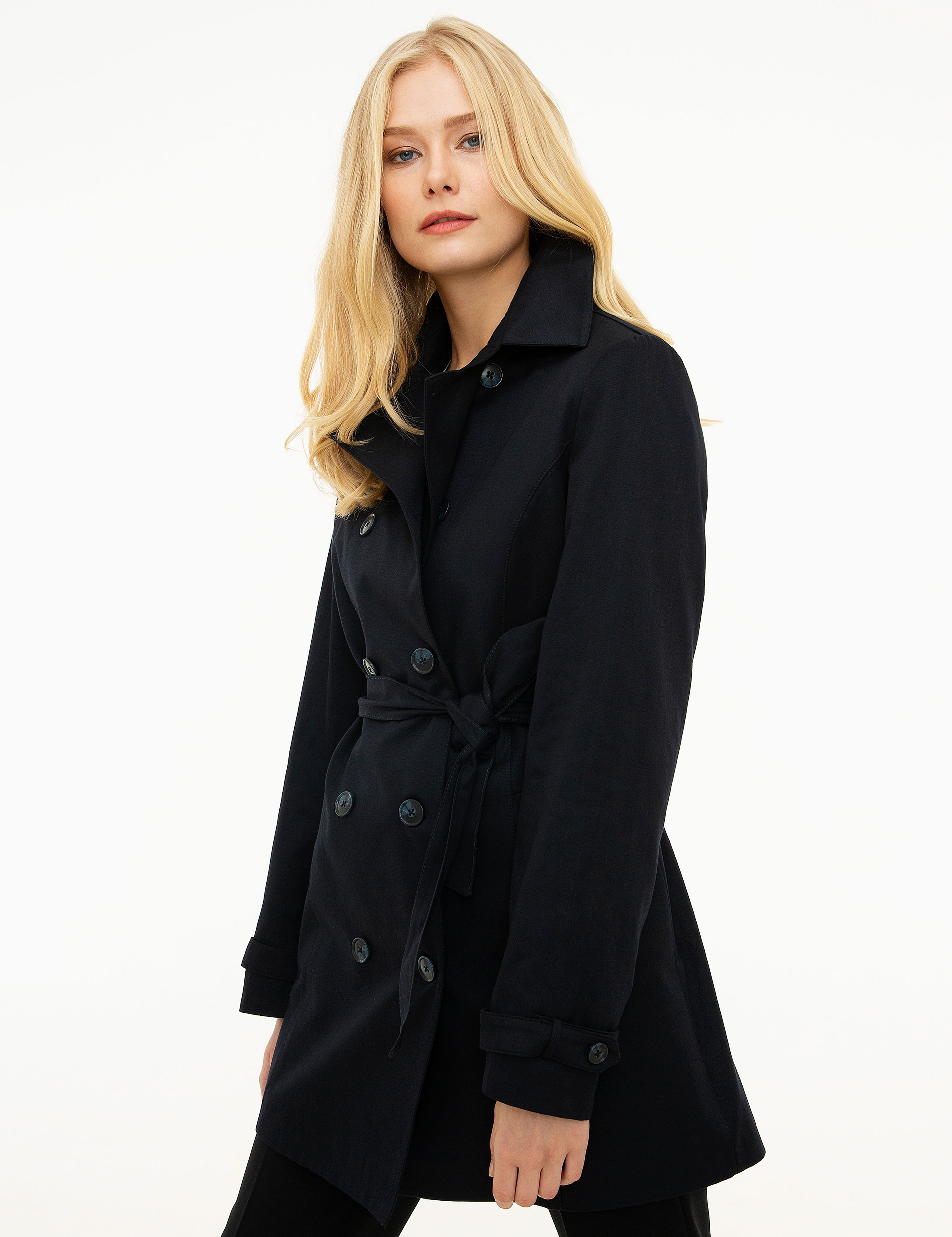 Lacivert Slim Fit Trençkot - Image 3