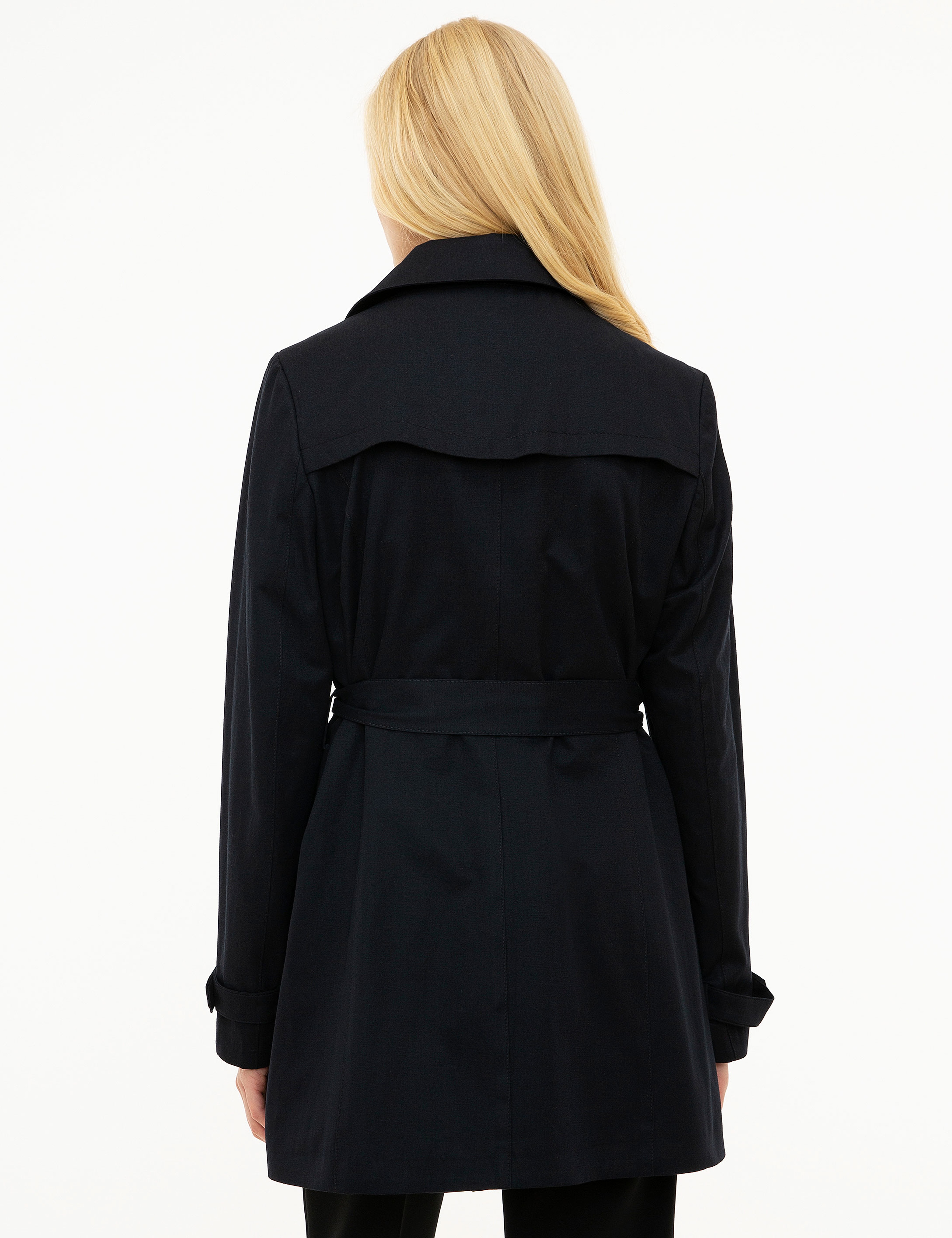 Lacivert Slim Fit Trençkot