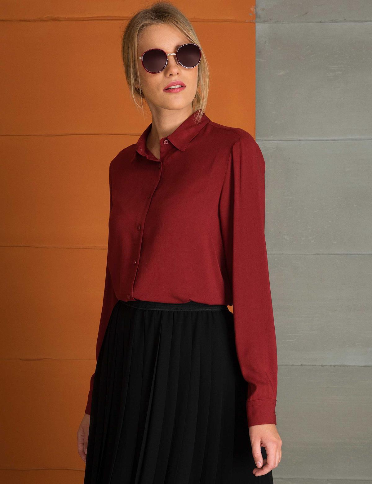 Bordo Dokuma Gömlek - 50197226053