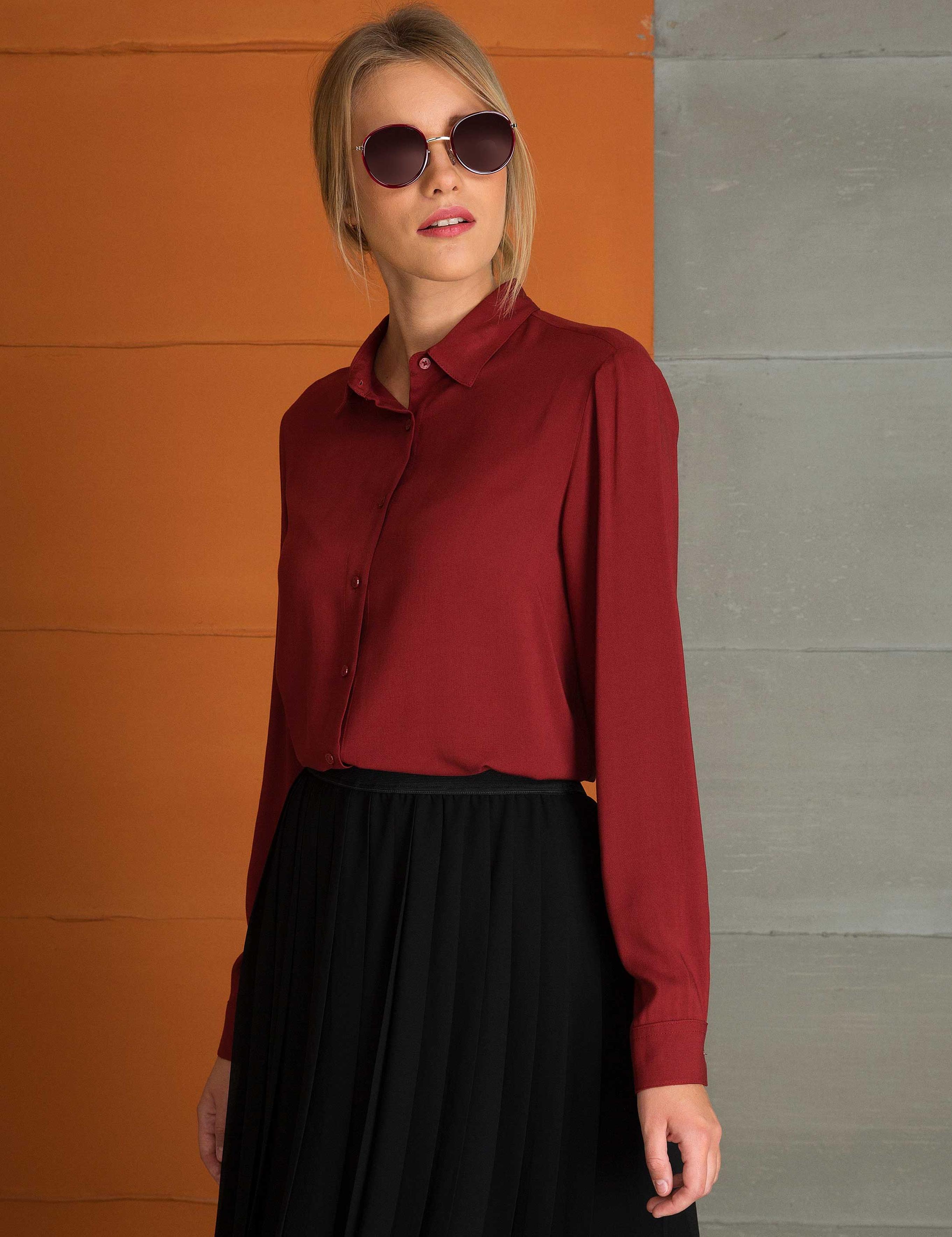 Bordo Dokuma Gömlek