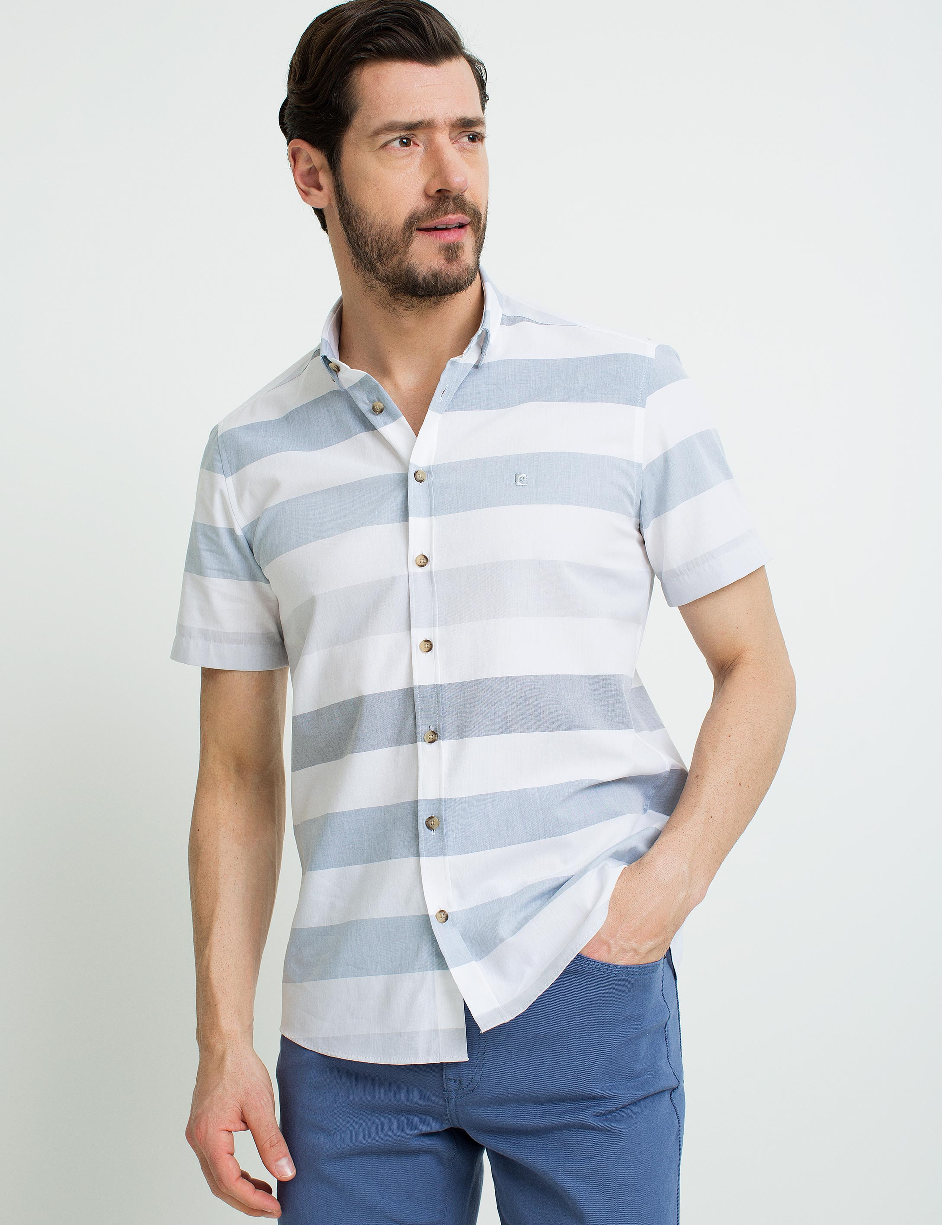 Mavi Slim Fit Kısa Kollu Gömlek - Image 2