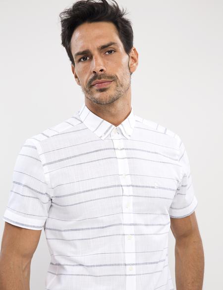 Beyaz Slim Fit Kısa Kollu Gömlek - 50188489001