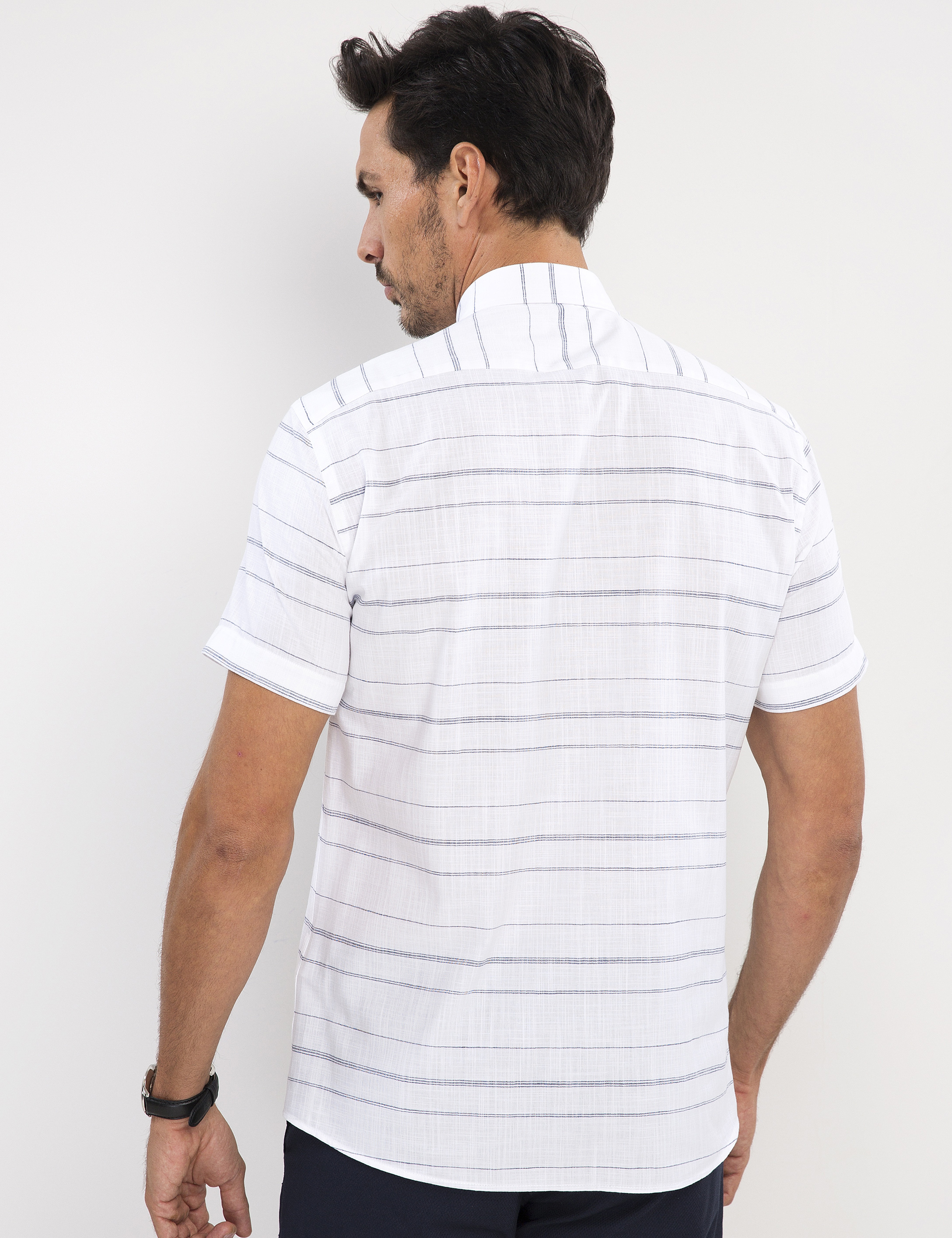 Beyaz Slim Fit Kısa Kollu Gömlek - Image 4