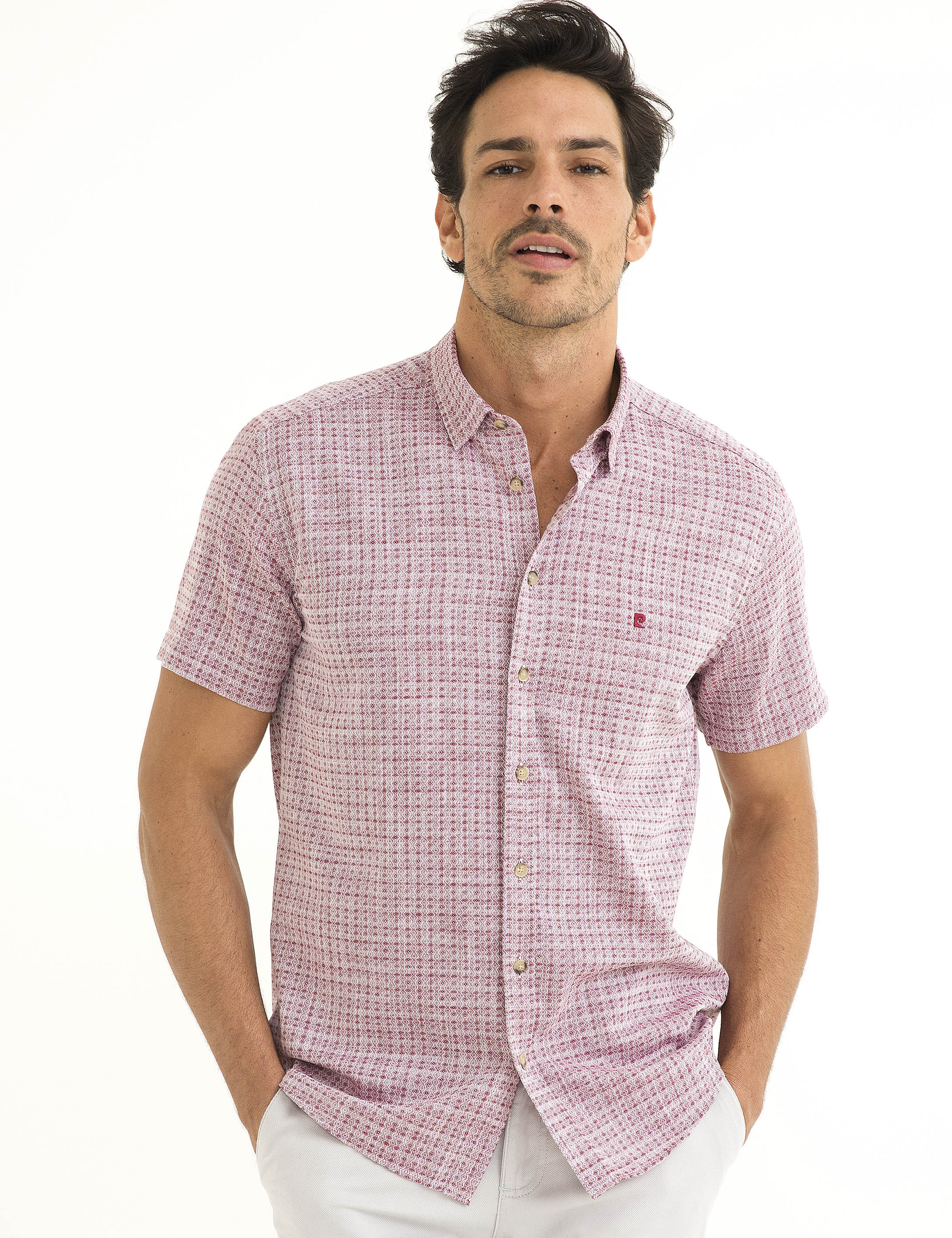 Kırmızı Slim Fit Kısa Kollu Gömlek - Image 2