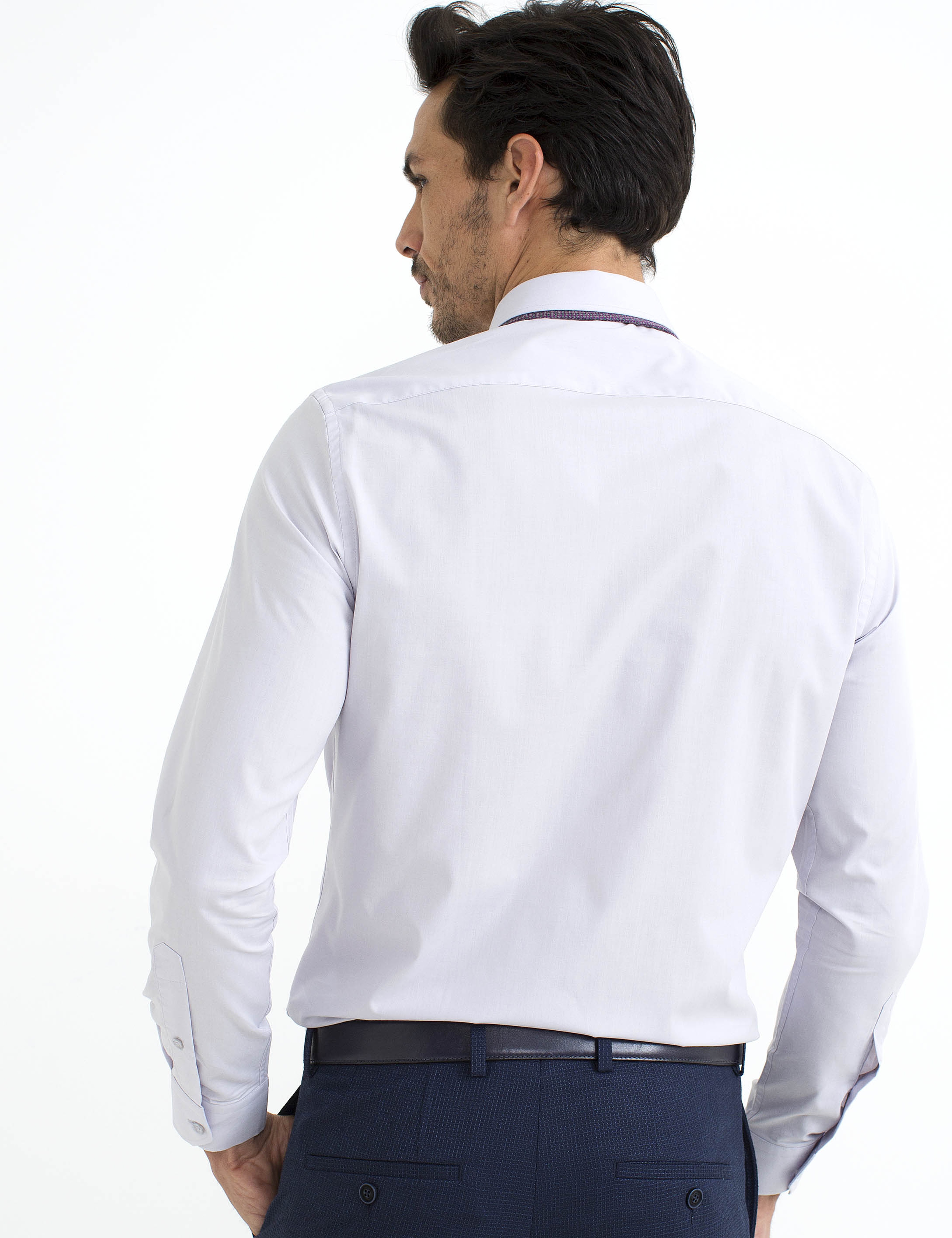 Gri Slim Fit Basic Gömlek - Image 2