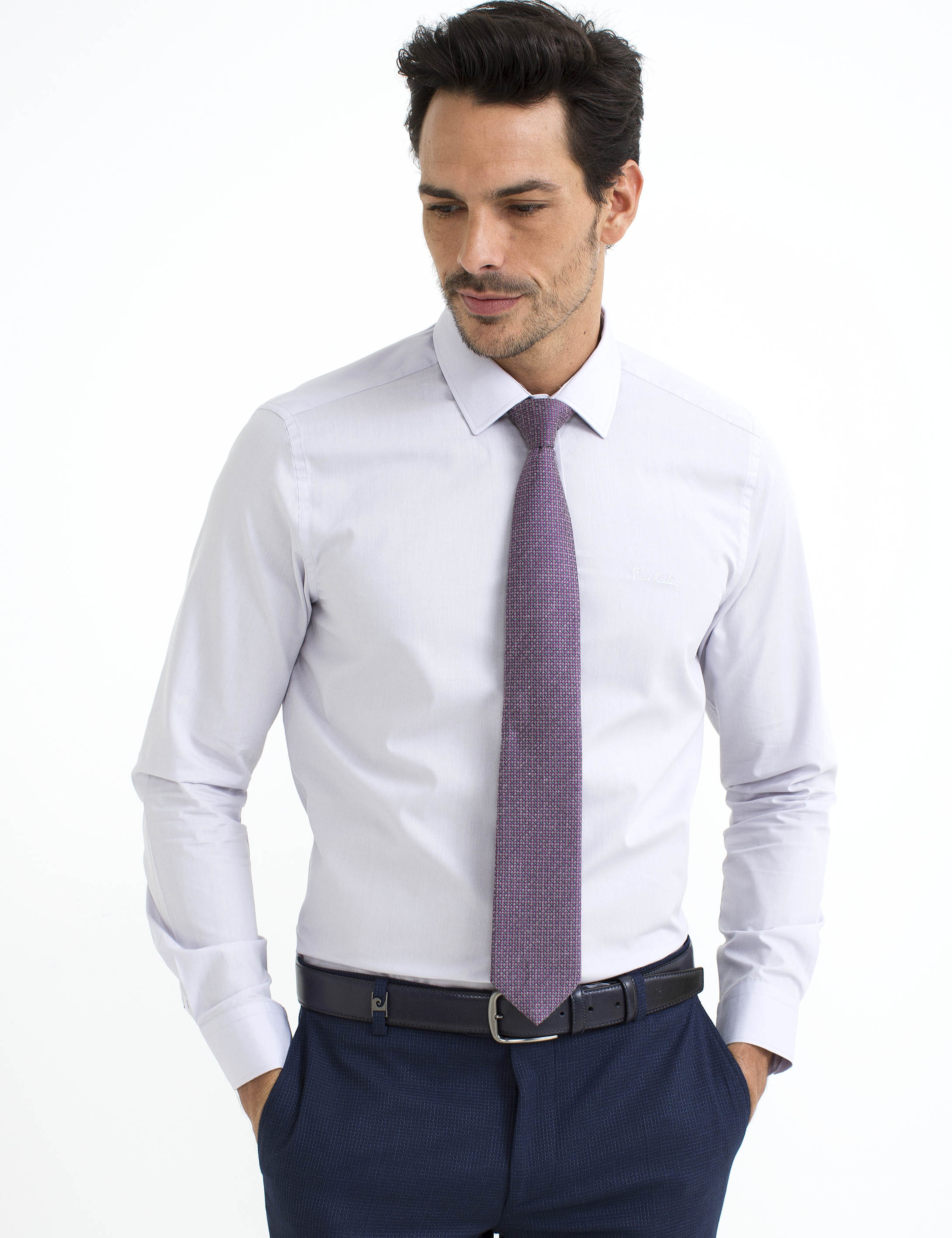 Gri Slim Fit Basic Gömlek - Image 1