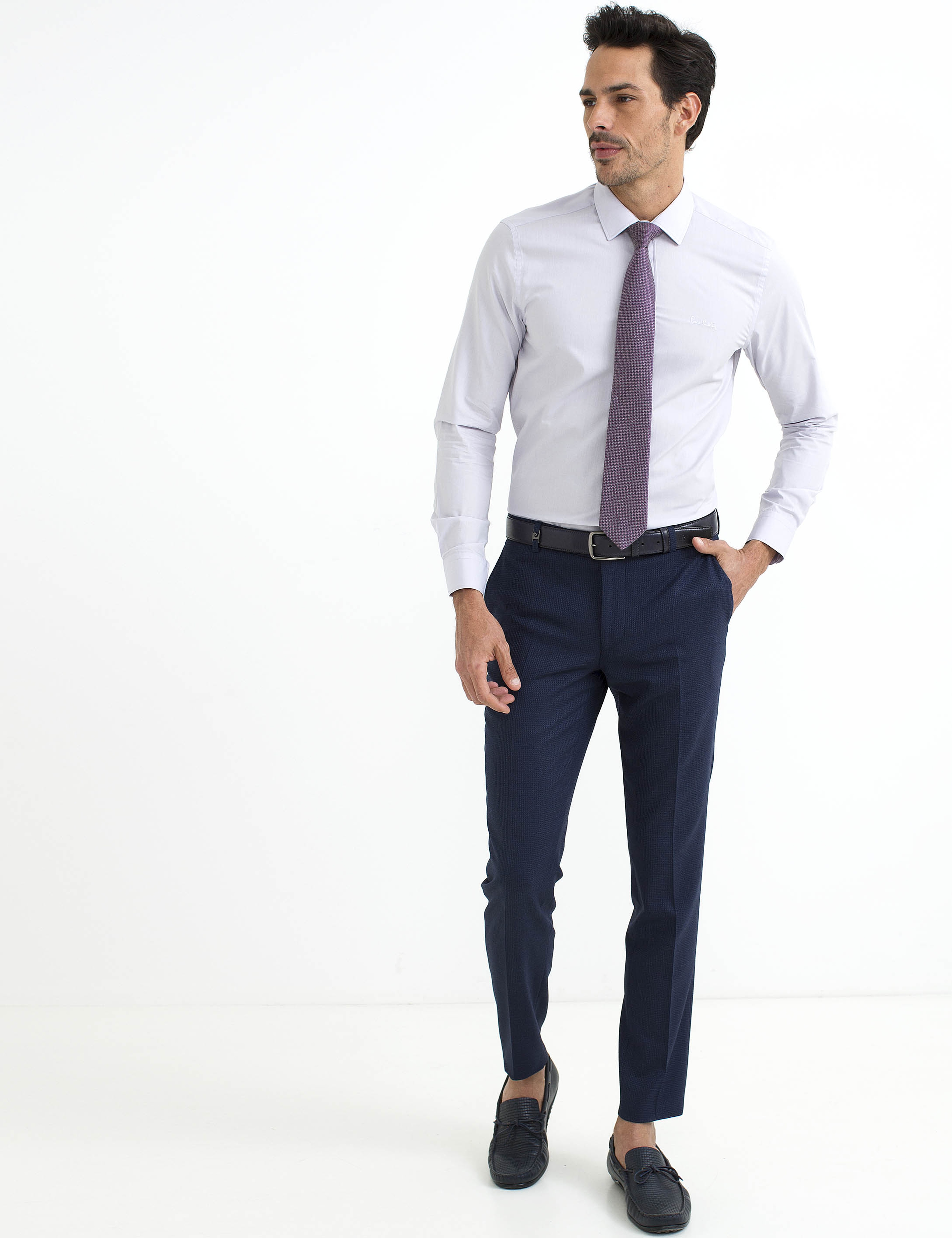 Gri Slim Fit Basic Gömlek - Image 3