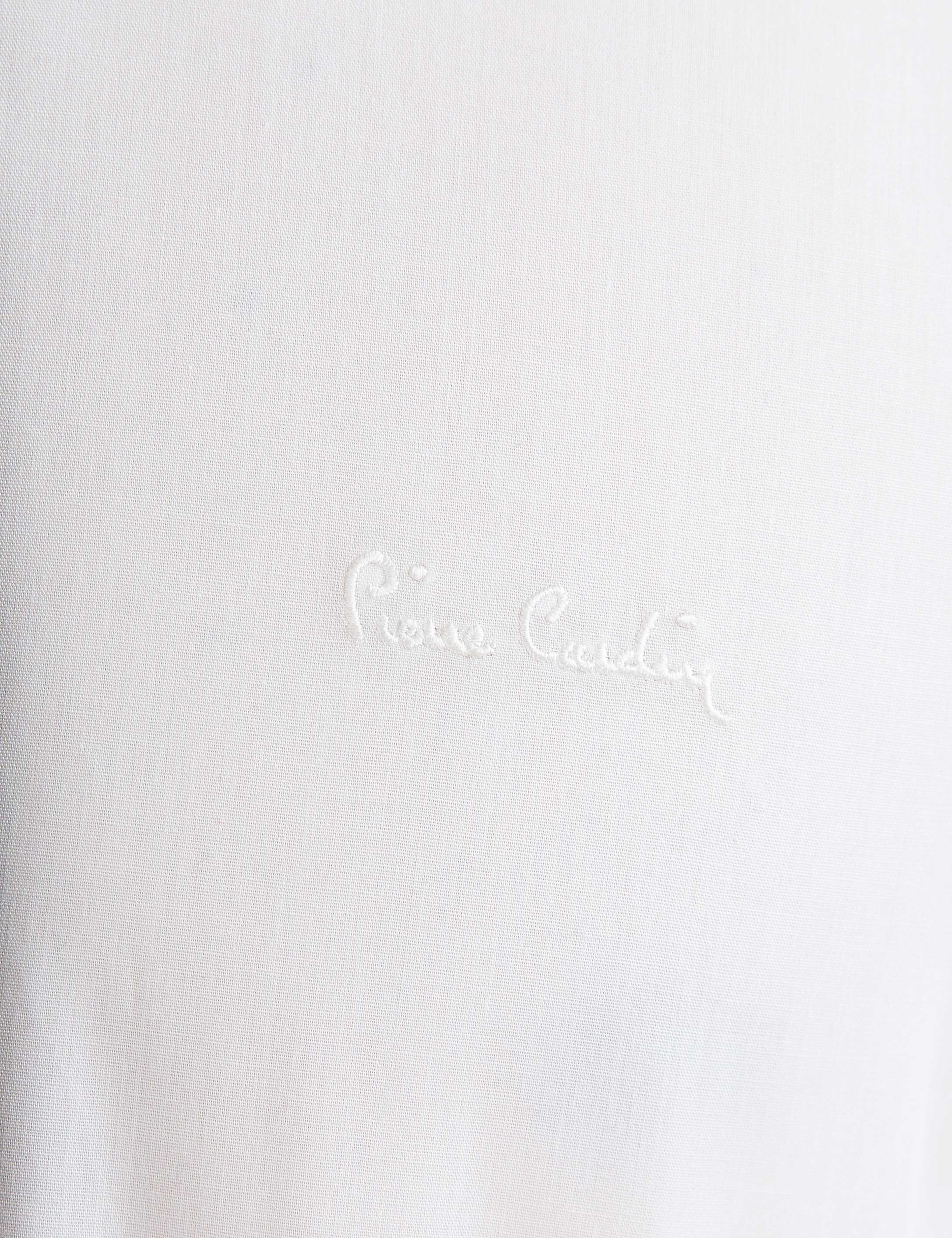 Ekru Slim Fit Basic Gömlek - Image 4