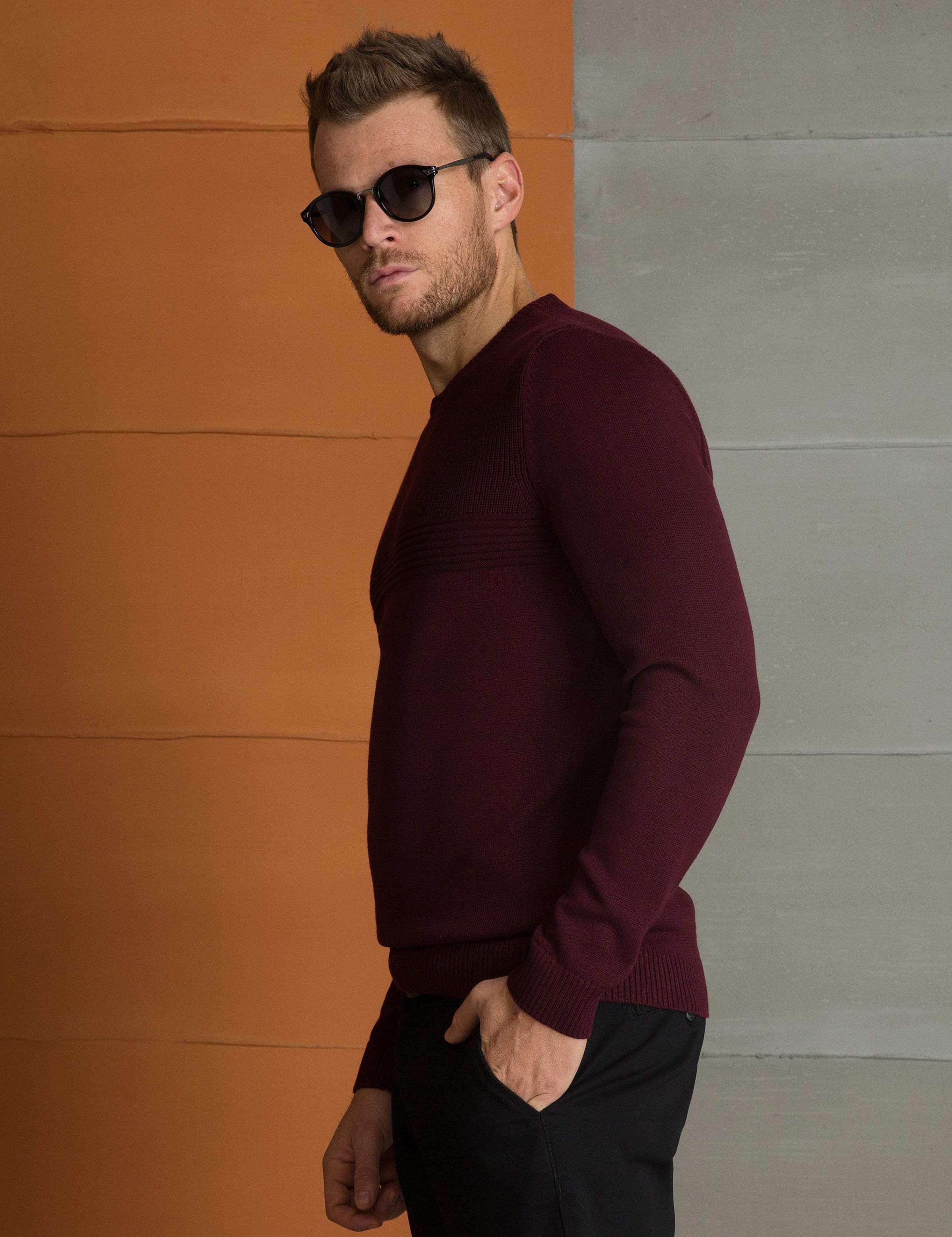 Bordo Slim Fit Triko Kazak