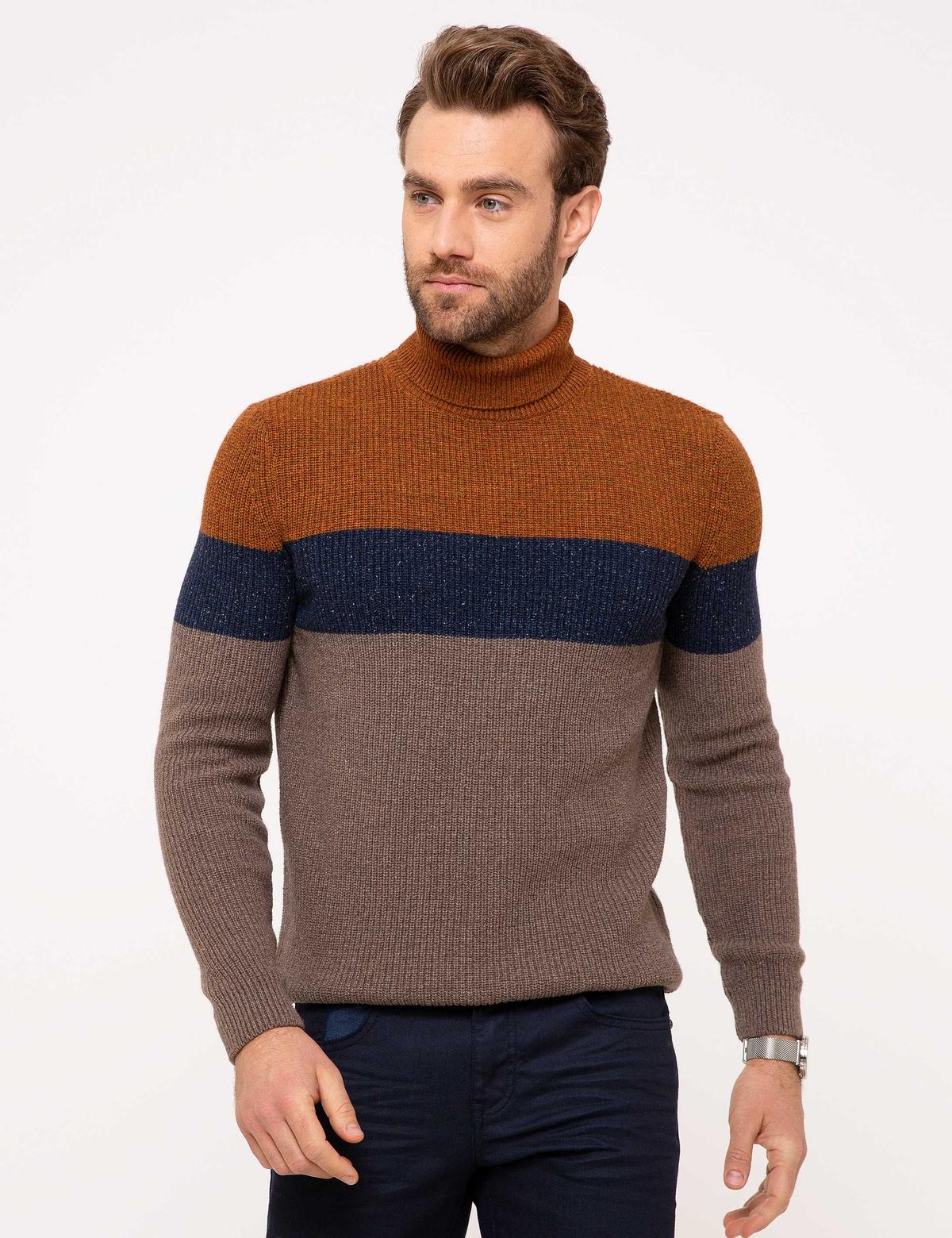 Turuncu Slim Fit Triko Kazak