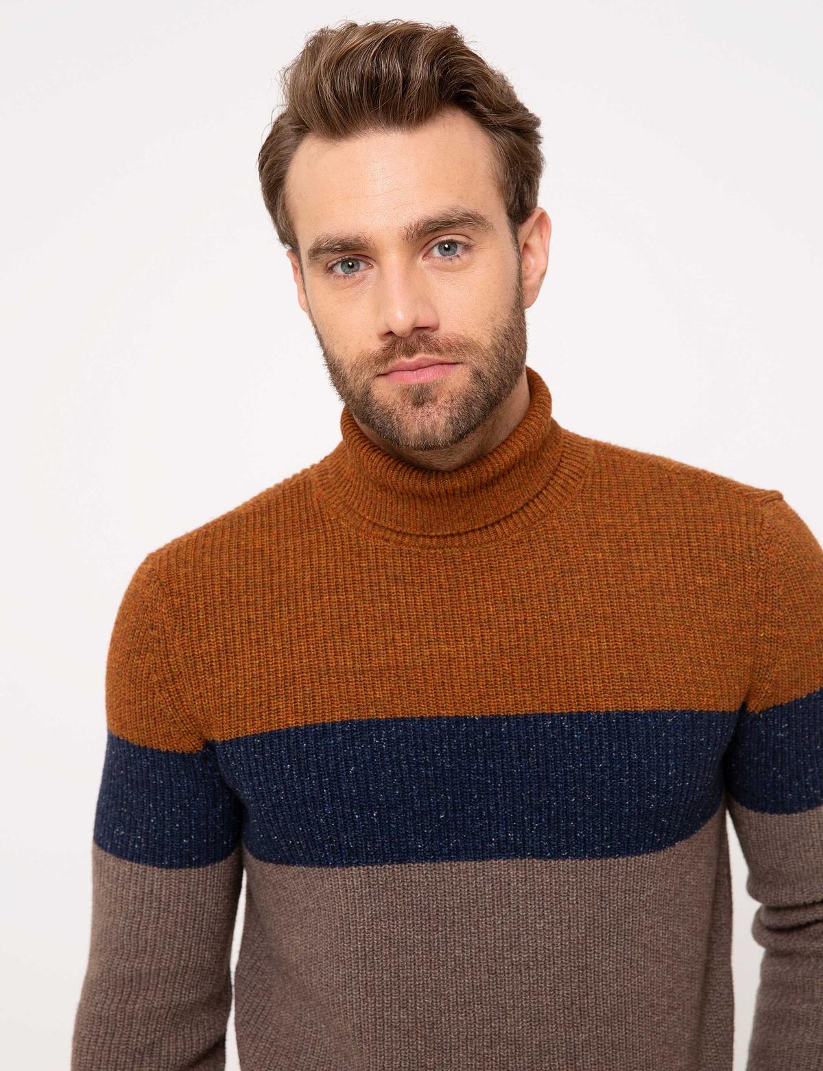 Turuncu Slim Fit Triko Kazak - 50193355044