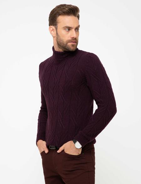 Bordo Slim Fit Triko Kazak - 50193360034