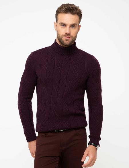 Bordo Slim Fit Triko Kazak - 50193360034