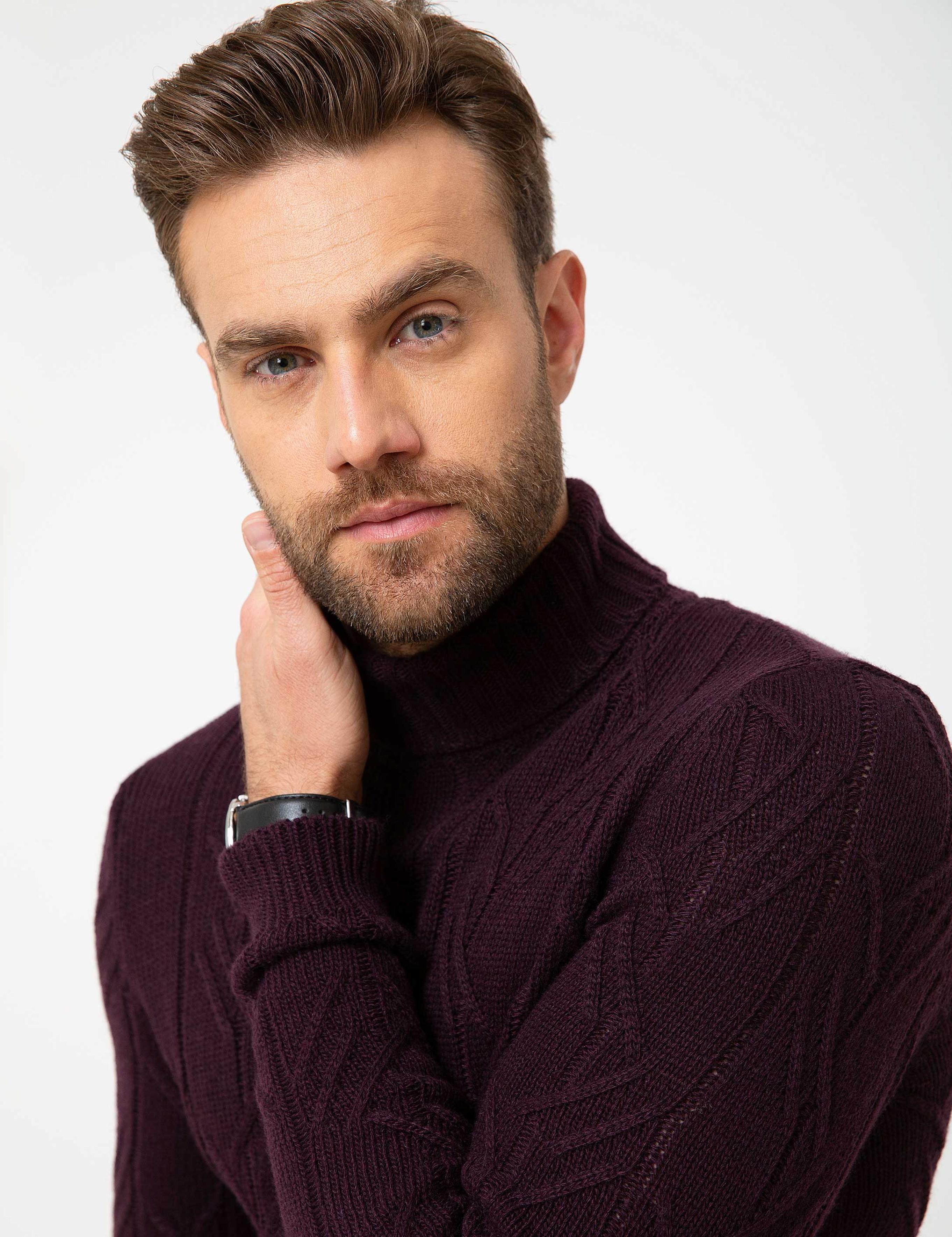 Bordo Slim Fit Triko Kazak